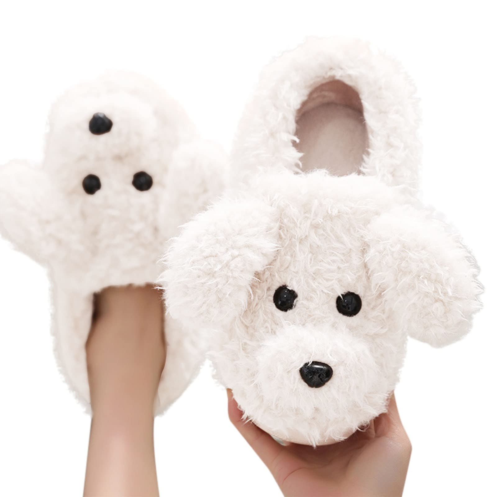 IQYU Women's Winter Slippers - Soft Memory Foam Indoor House Shoes with Fluffy Faux Fur Lining, Cozy Cartoon Design for Home, Office & Travel - Warm Non-Slip Comfortable Slippers for Cold Weather