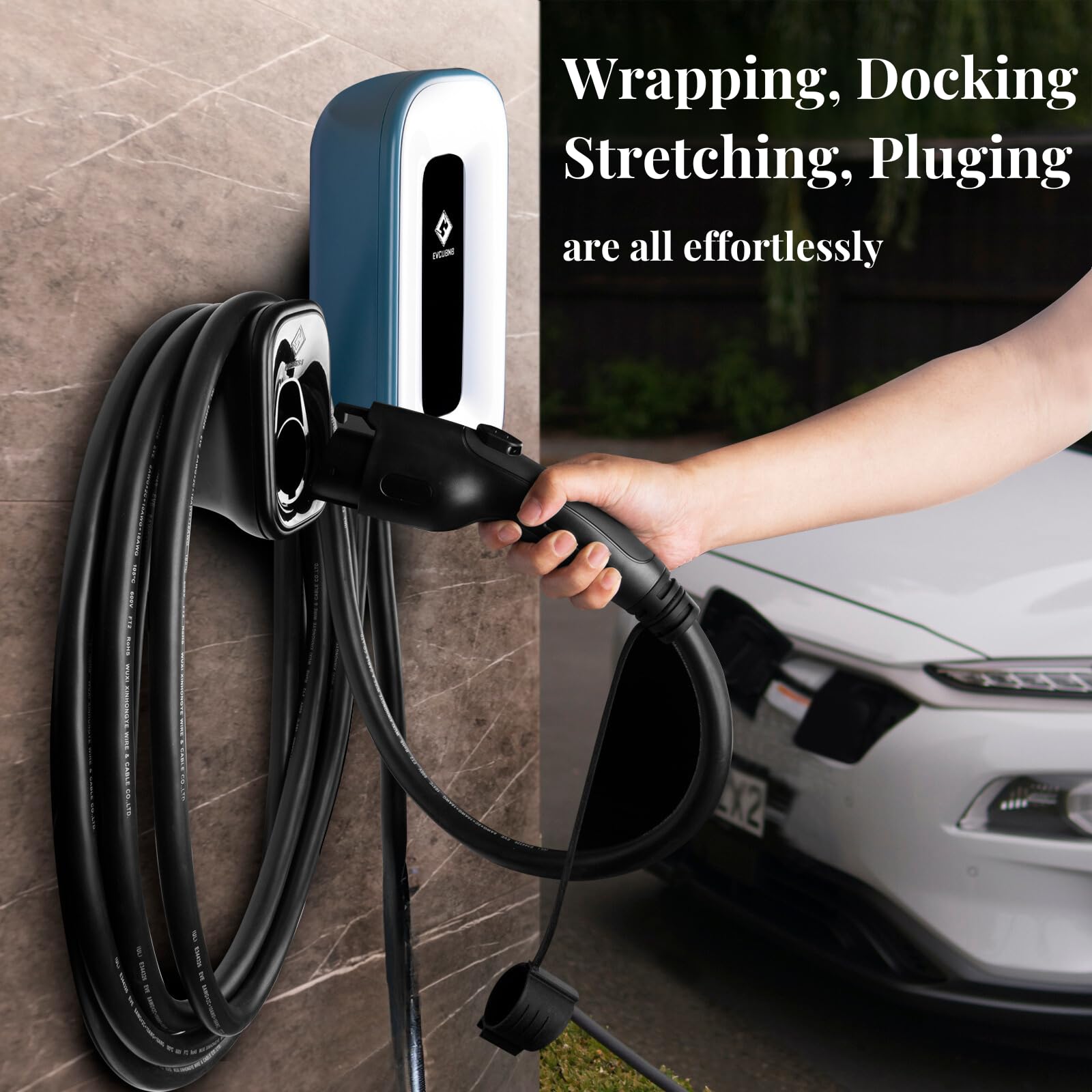 Ultra Compact Level 2 EV Charger - 50 Amp 240V Home Charging Station with 23Ft Cable | Indoor/Outdoor Use | NEMA 14-50 Plug or Hardwired | Fast Direct Charging for Tesla, Chevy, Nissan & More EVs | Perfect for Home Garage, Workplace & Public Parking