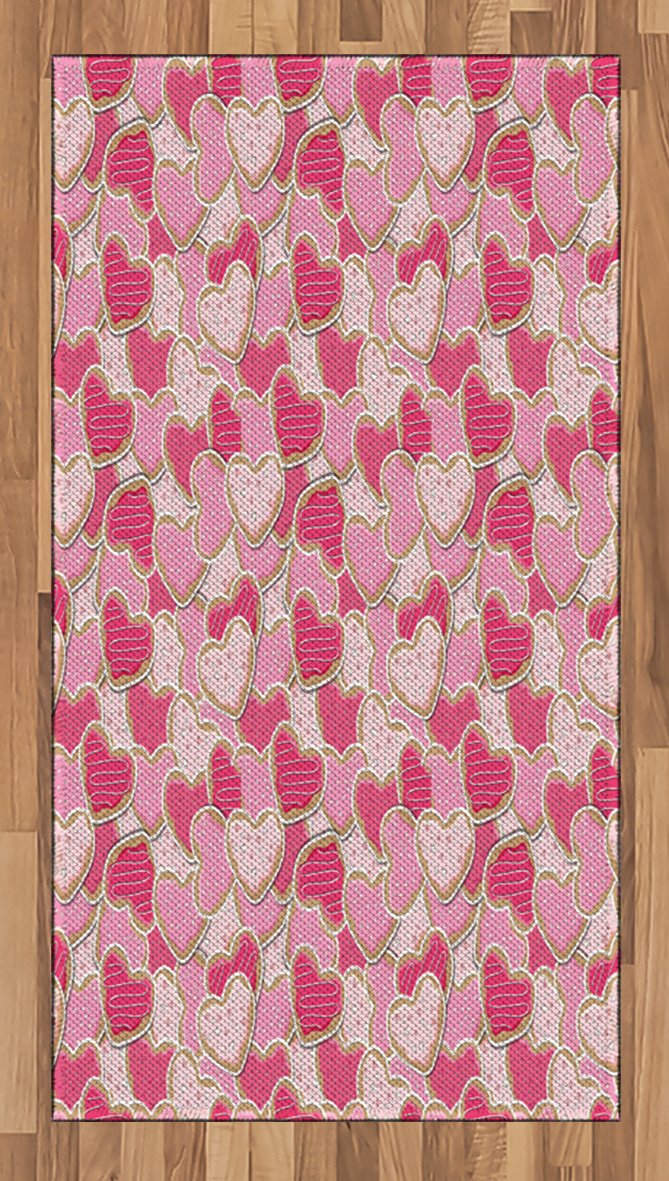Ambesonne Valentine's Day Heart Cookies Area Rug - 2'6