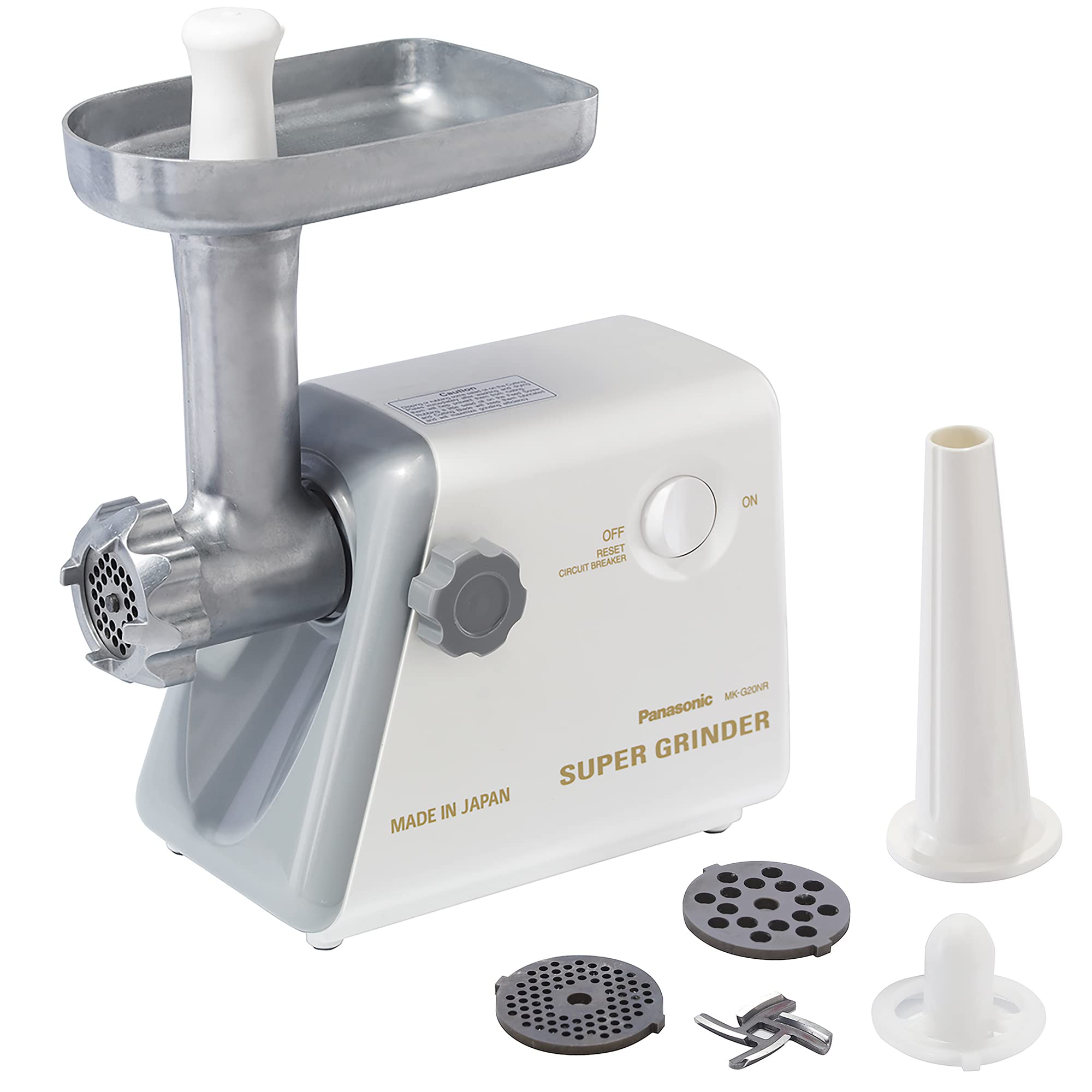Panasonic Electric Meat Grinder - Heavy Duty 1HP Motor with Sausage Stuffer & Kubbe Maker Attachments | Japanese Technology | Multifunctional Countertop Appliance (White) | Perfect for Home Kitchen, Butcher Shop & Commercial Use