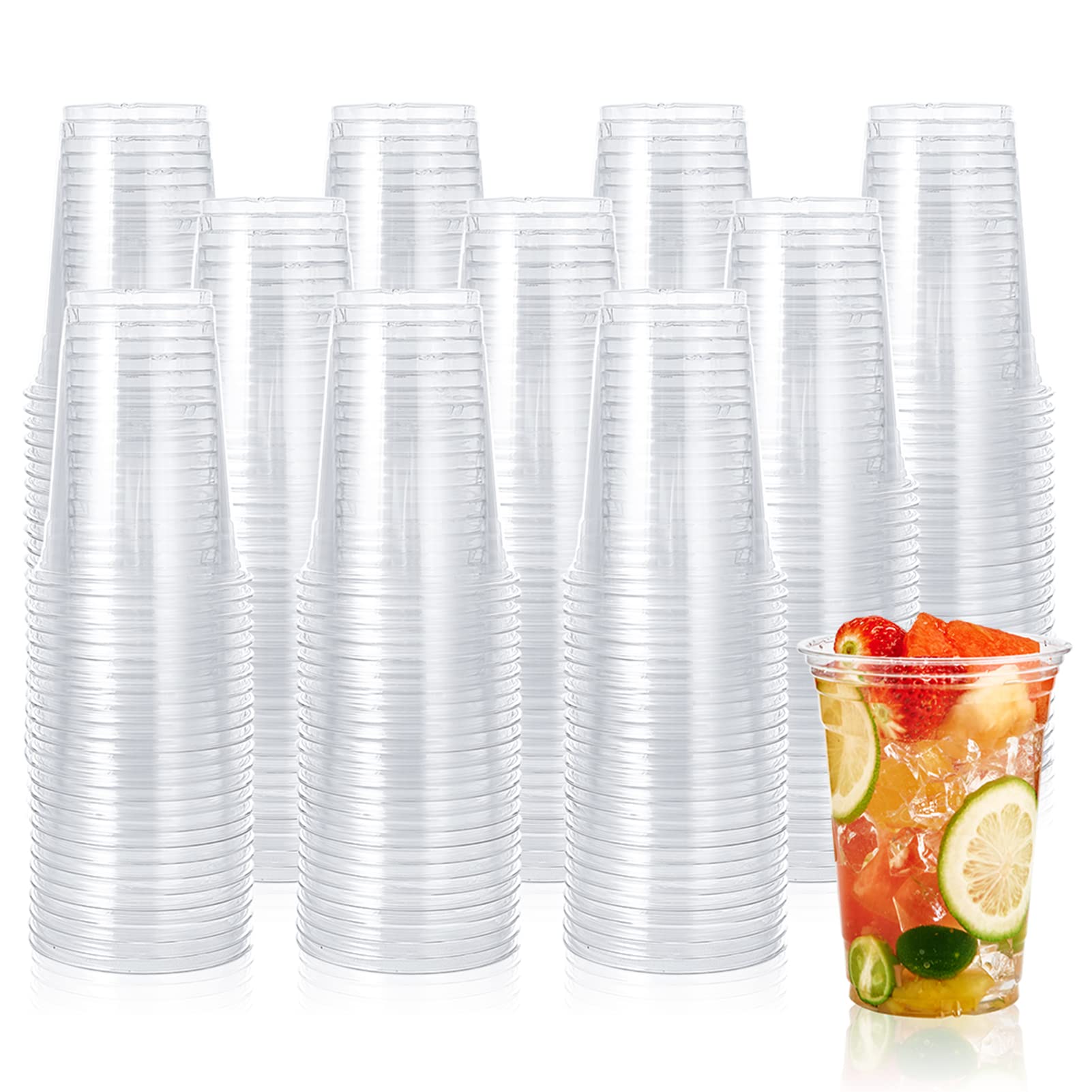 Lilymicky 1000 Pack 16 oz Clear Plastic Cups - PET Disposable Drinking Cups for Ice Coffee, Smoothie, Soda & Cold Beverages - Crystal Clear Party Cups for Picnics, BBQs, Restaurants & Events