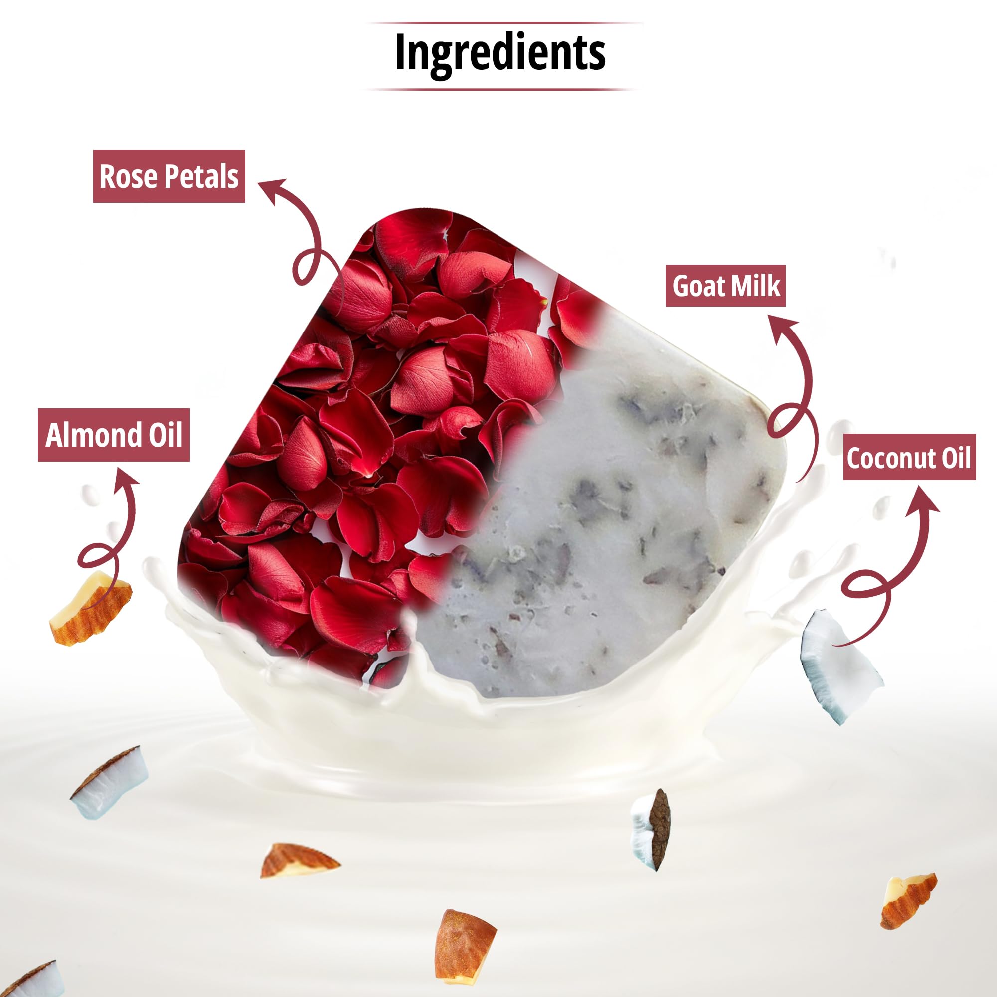 Organic Handmade Rose Petal Goat Milk Soap - Moisturizing & Nourishing Skin Care for Women, Men & Kids - 100g Natural Body Soap Bar - Perfect for Dry Skin, Sensitive Skin & Daily Bathing Routine