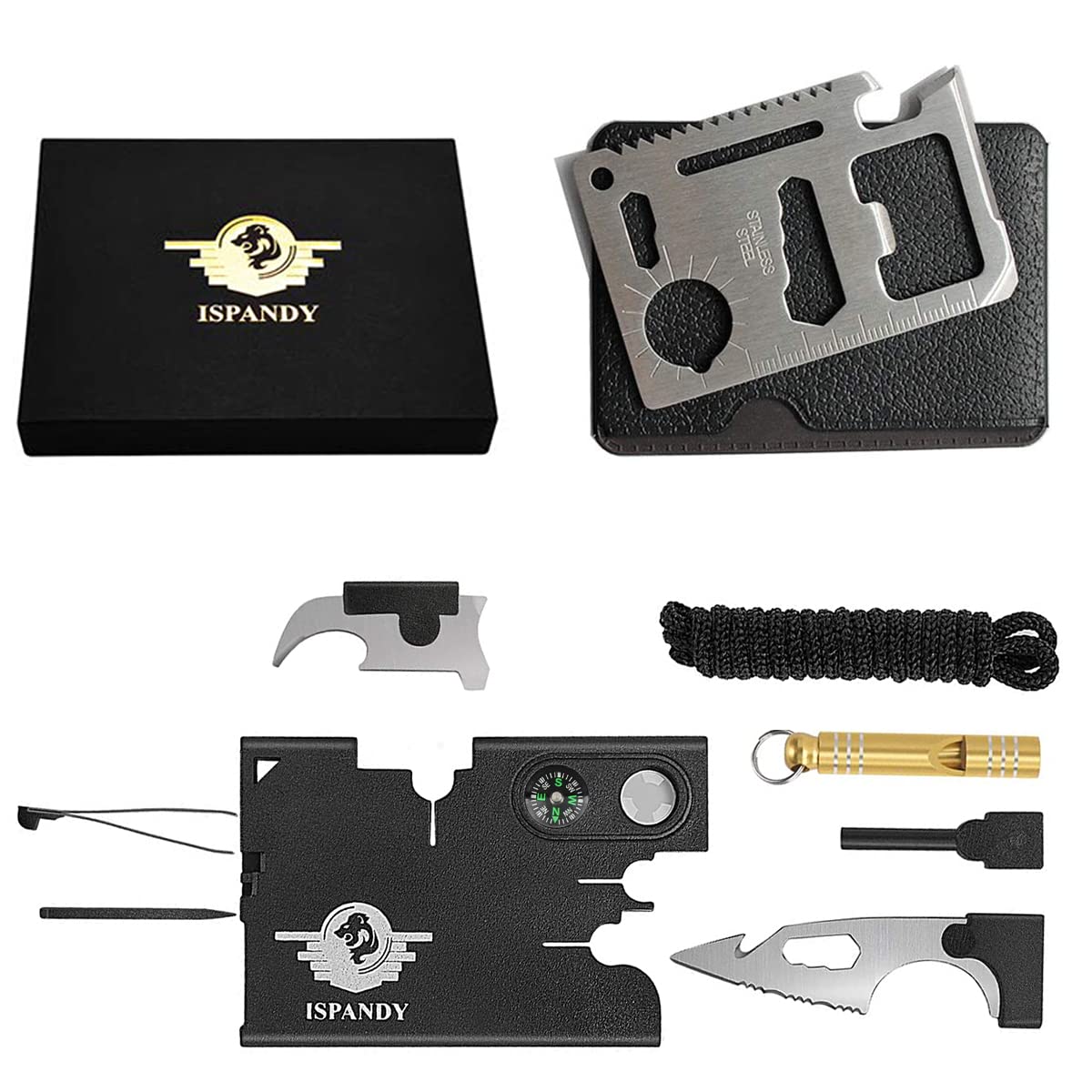 18-in-1 Credit Card Multitool - Compact Survival Tool Set for EDC, Camping & Outdoor Adventures - Perfect Gift for Men, Dad, Father's Day & Stocking Stuffers