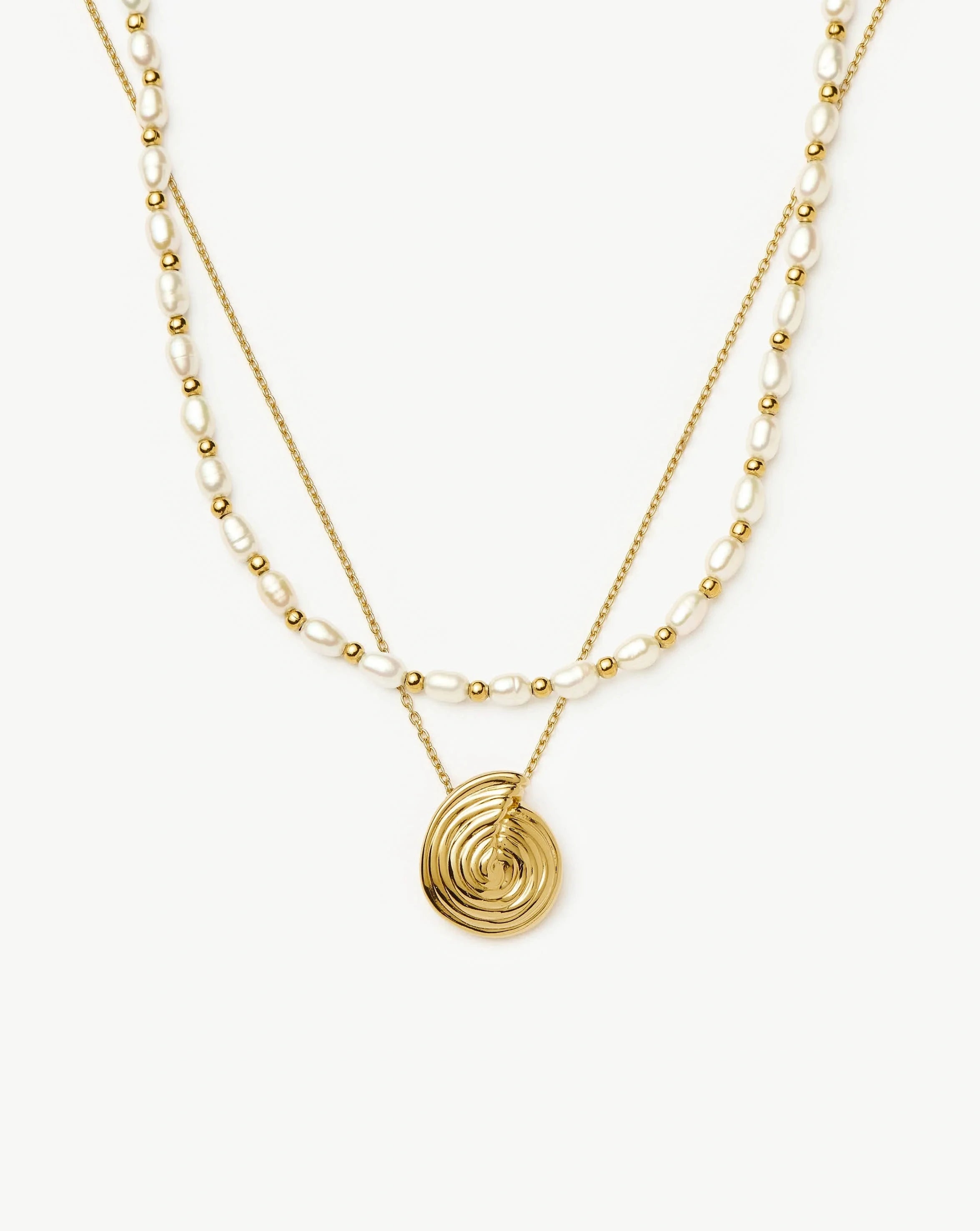 Elegant Spiral Pendant Necklace & Pearl Beaded Choker Set - 18k Gold Plated Jewelry for Women | Perfect for Date Night, Wedding & Special Occasions