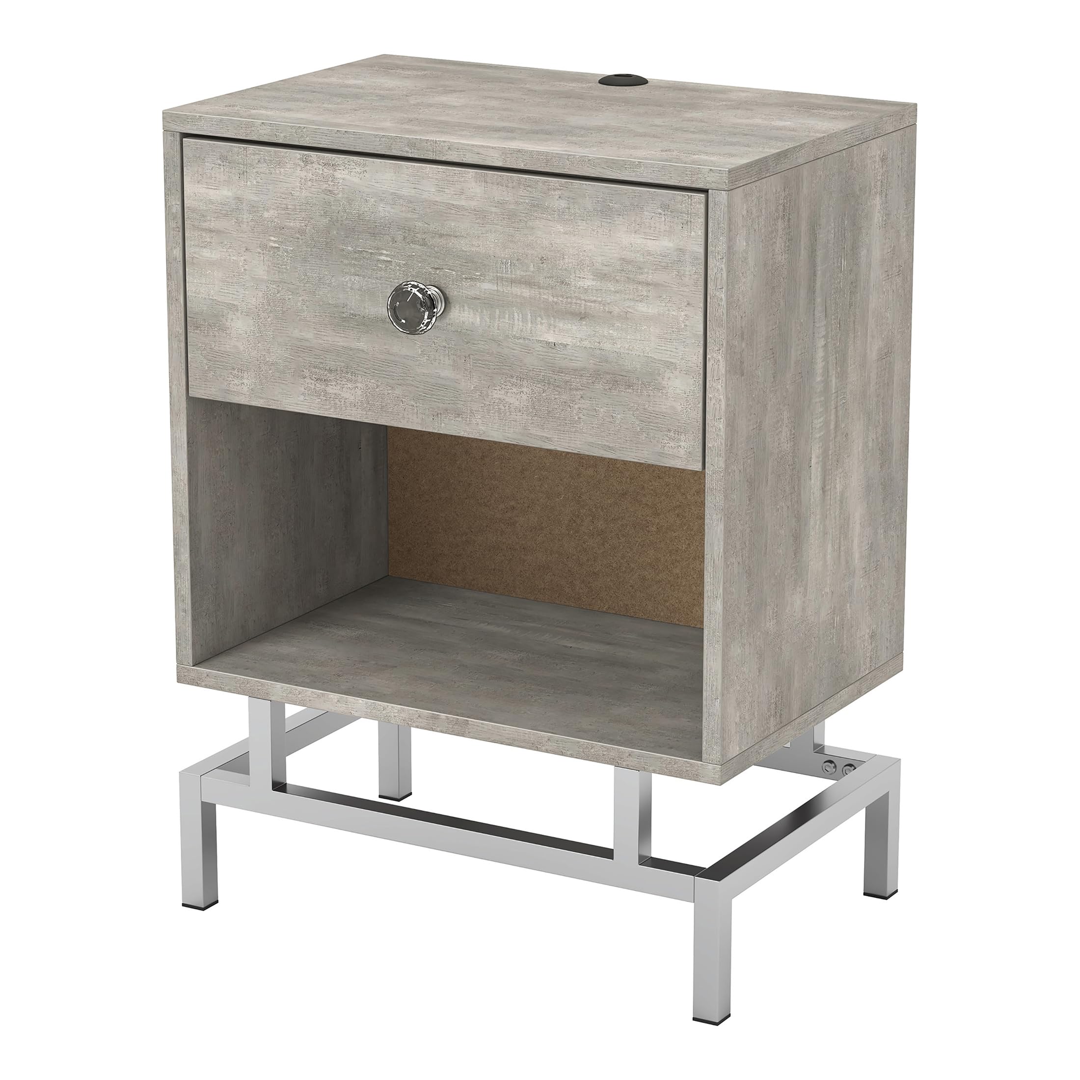Light Gray Lyn Wood End Table with USB Port - Set of 2 | Modern Side Table for Living Room, Bedroom & Office | Fast Charging Nightstand with Storage Shelf