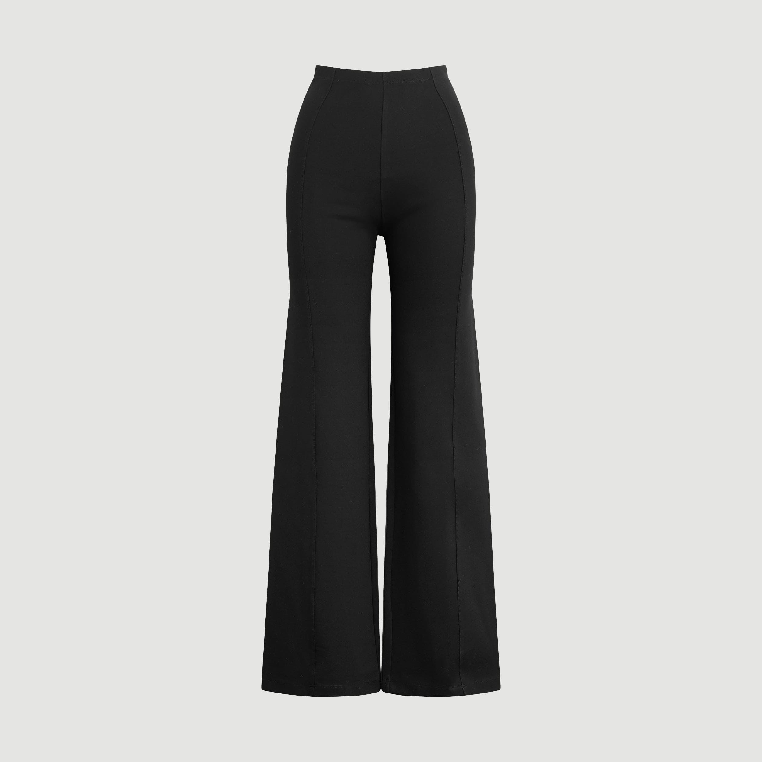 Anh Wide Leg Ponte Stretch Pants for Petite Women - Comfortable Office Work Pants & Casual Wear