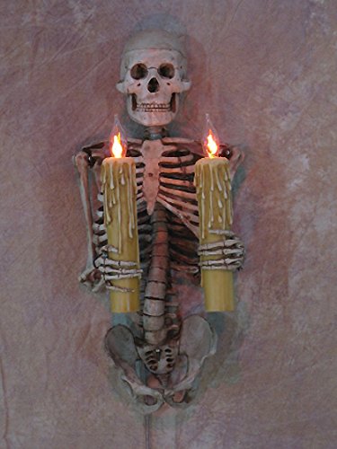Vintage Skeleton Torso Wall Sconce with Dual Candle Holders - Gothic Home Decor for Halloween, Dark Academia & Spooky Interior Design