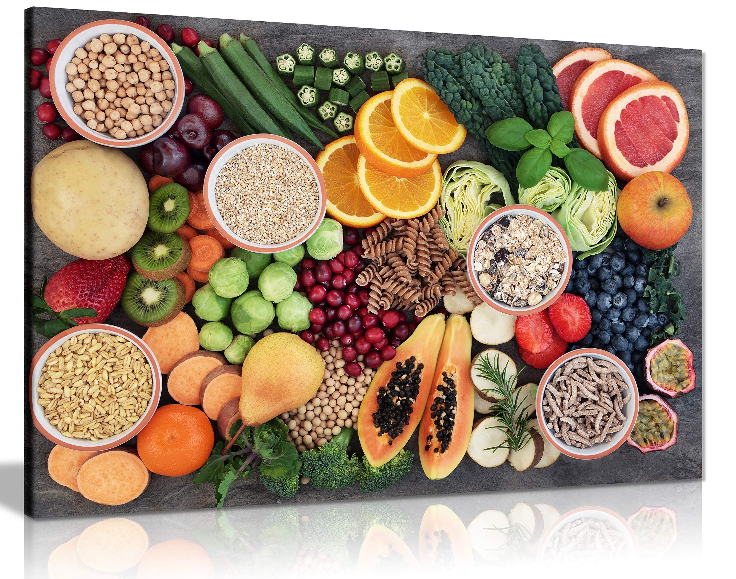 Panther Print Framed Canvas Wall Art - 18x12 Inch Kitchen & Dining Room Decor with Fresh Fruit Design - Perfect for Special Occasions & Healthy Lifestyle Home Decor - Ideal for Modern Farmhouse, Apartment Living, and Gift Giving