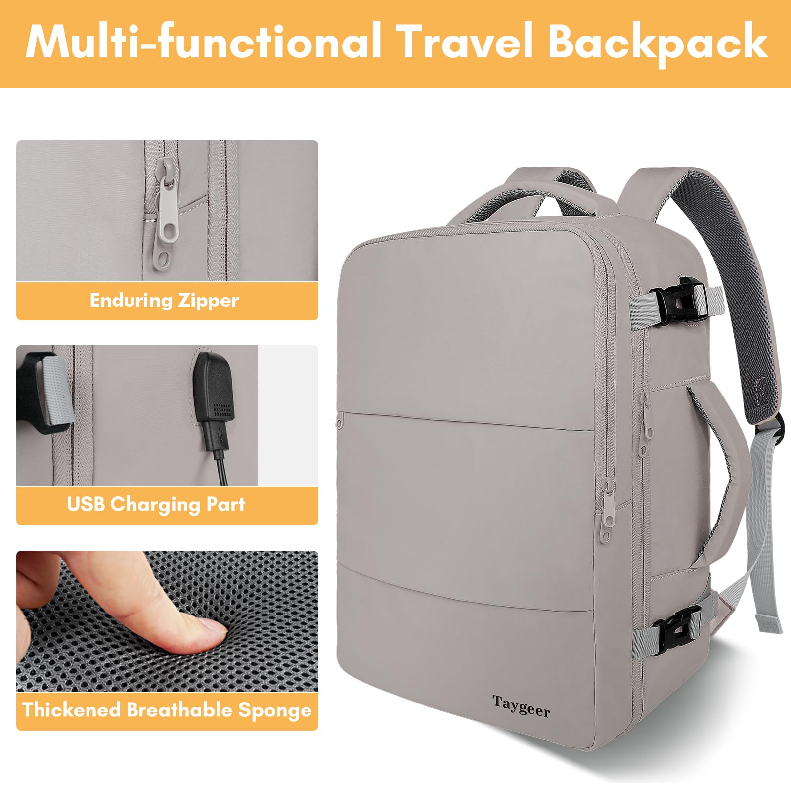 Stylish Taygeer Women's Laptop Backpack Purse - 15.6 Inch Laptop Compartment, College Essentials Organizer, Airline Approved Carry-On Work Bag for Nursing, Doctor & Business Travel (Brown) - Perfect for Daily Commute, Campus Life & Professional Business Trips