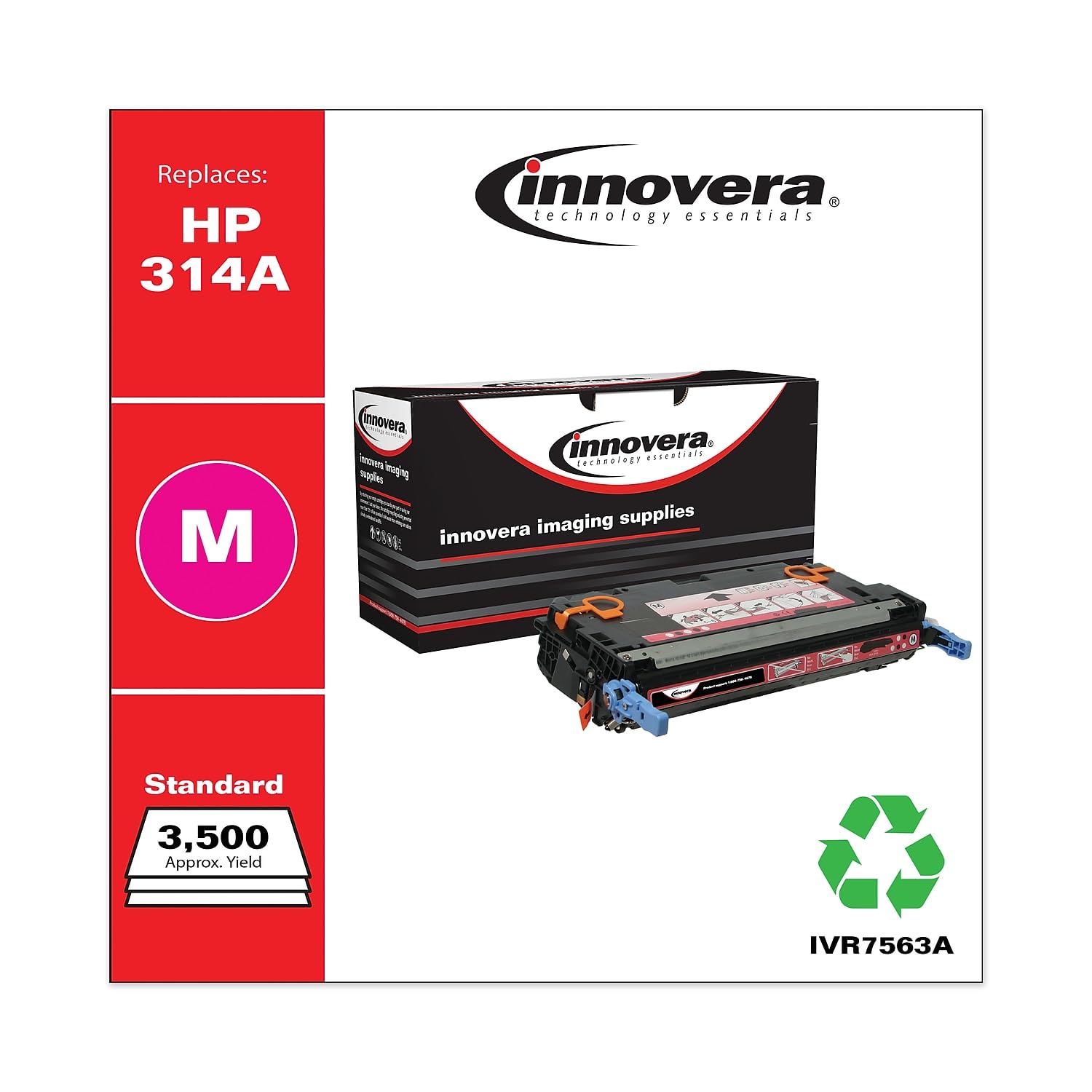 Innovera IVR7563A Remanufactured Q7563A 314A Black Laser Toner Cartridge - Compatible with HP LaserJet Printers for Office & Home Printing