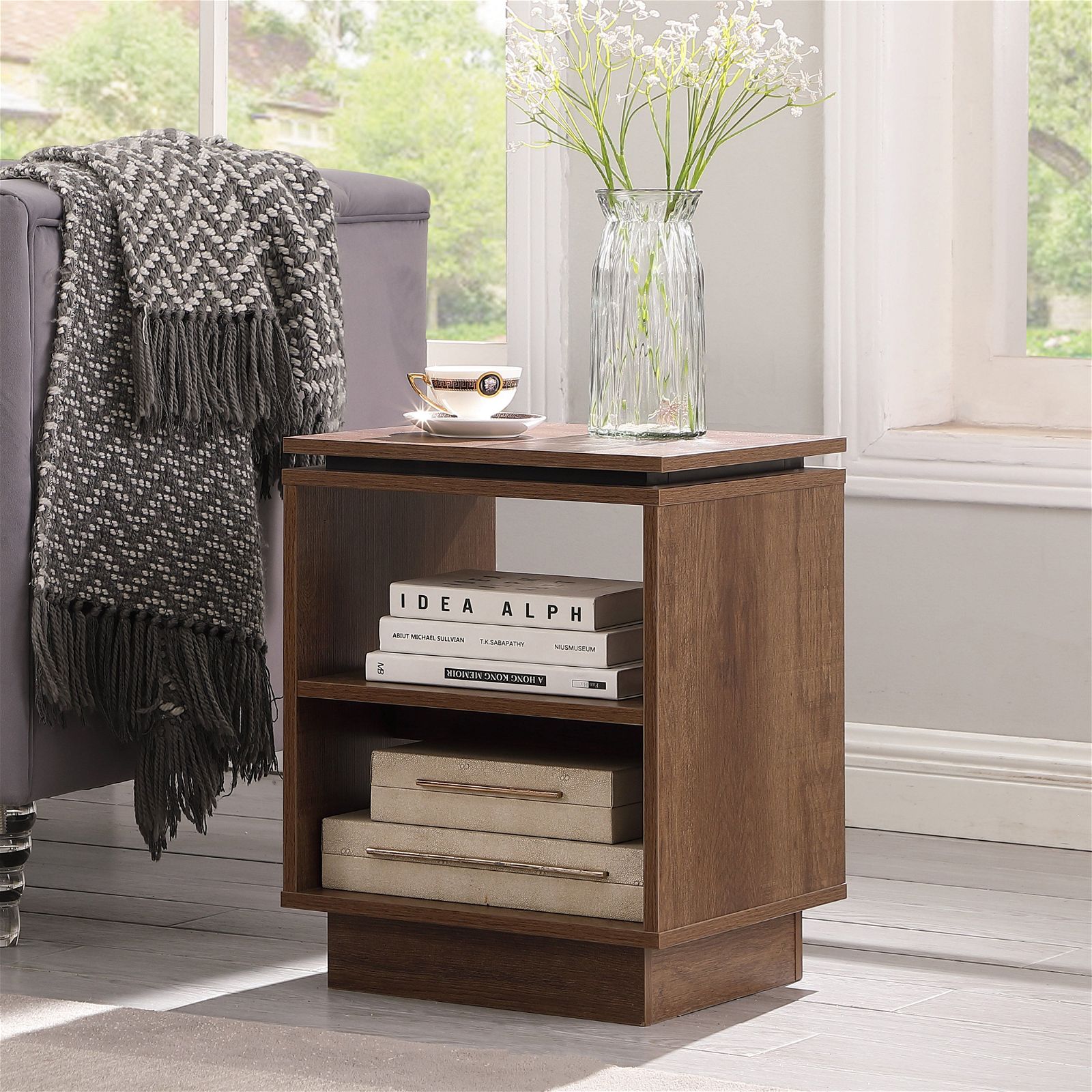 Tauris Hollywood Dark Oak End Table - Stylish Nightstand for Living Room, Bedroom, or Office