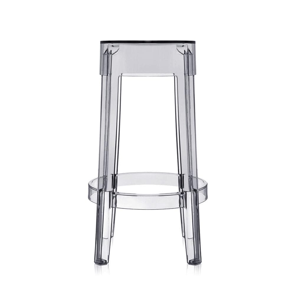Charles Ghost Stool Medium Smoke - Modern Acrylic Bar Stool for Kitchen Island, Dining Room & Lounge Decor - Transparent Ghost Chair for Home & Office