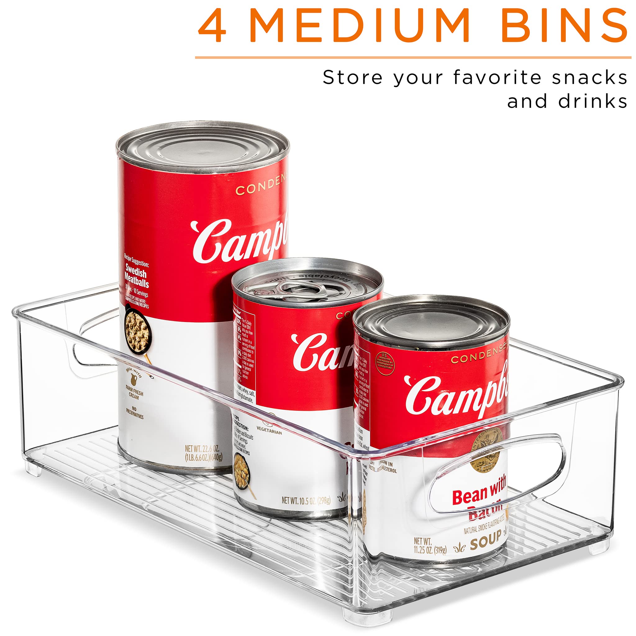 Sorbus 8-Pack Clear Refrigerator Organizer Bins with Handles - 2 Sizes for Food Storage - Kitchen, Pantry, Bathroom & Closet Organization - Perfect for Fruits, Vegetables, Snacks & Cosmetics