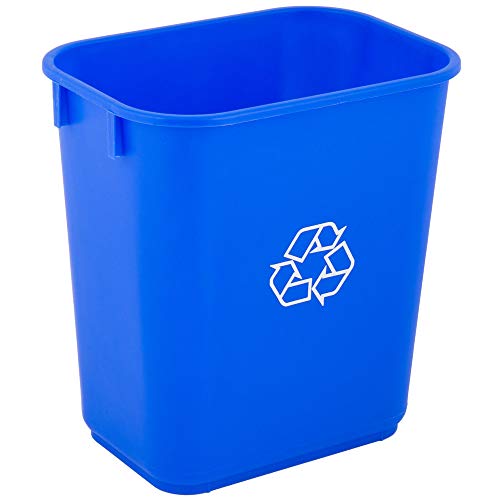 5 Pack Blue Rectangular Recycling Wastebasket - 13 Qt / 3 Gallon / 11 Liter Capacity - Includes Trash Bags - Kitchen, Office, Bathroom Waste Bin - Eco-Friendly Plastic Garbage Can for Home & Commercial Use