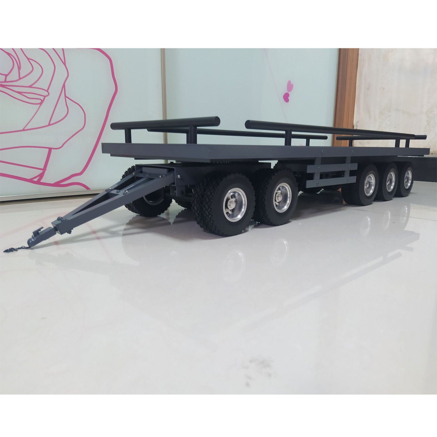 1/14 Scale RC Hydraulic Dump Truck Tractor - 5 Axle Metal Trailer for Radio Controlled Electric Car Simulation | Perfect for Hobbyists & Construction Model Enthusiasts | Great for Off-Road Play, Construction Site Dioramas & RC Racing Events