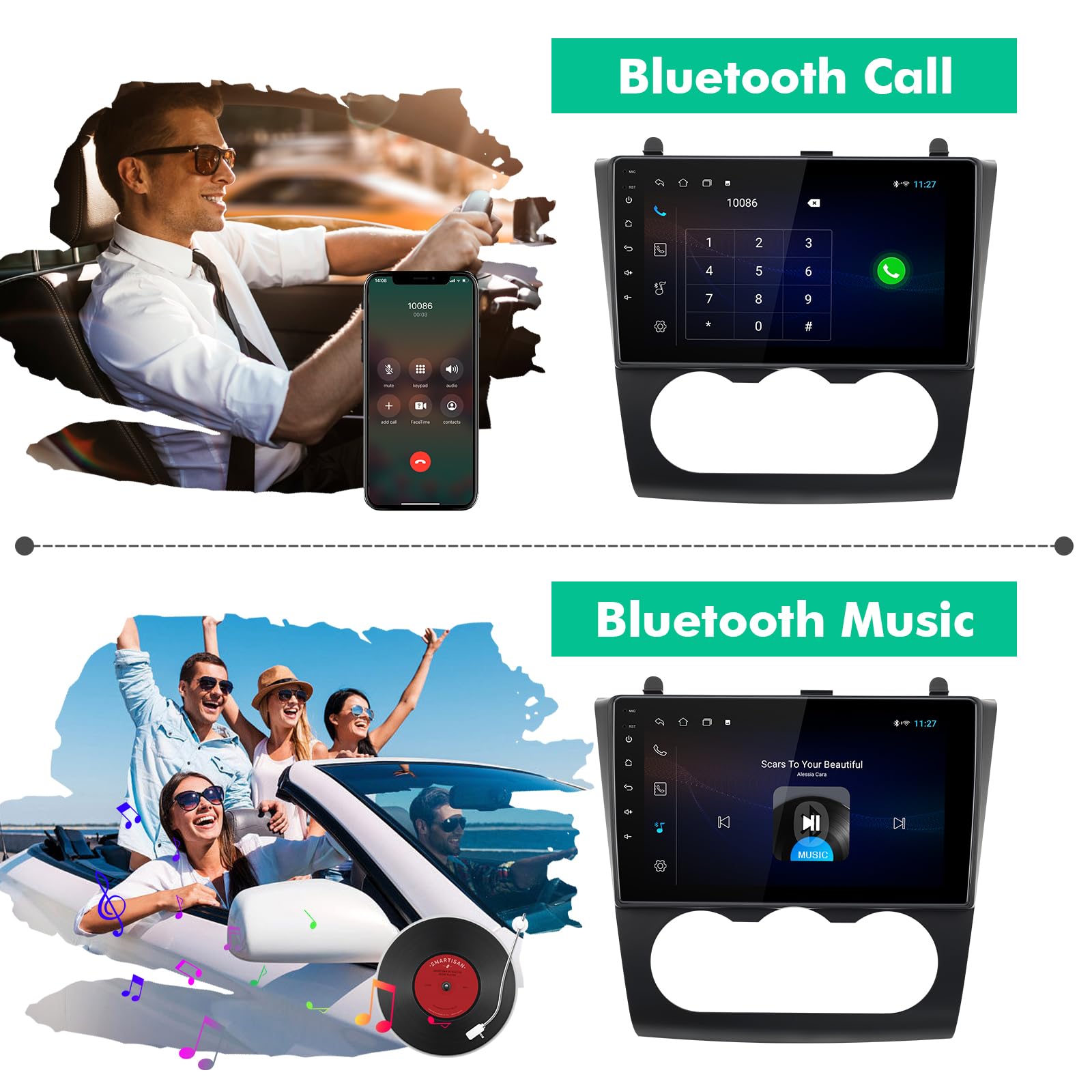 9-Inch IPS Touchscreen Android 10 Car Stereo for Nissan Altima 2008-2012 | Wireless CarPlay & Android Auto | 2+32GB | GPS, WiFi, Bluetooth, FM Radio | Backup Camera & Steering Wheel Control | Perfect for Commuting & Road Trips