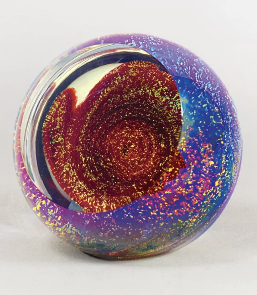 Glass Eye Studio Fireball Red Glass Paperweight - Handcrafted Art Glass Decorative Paperweight for Office, Home Desk, and Gift Giving