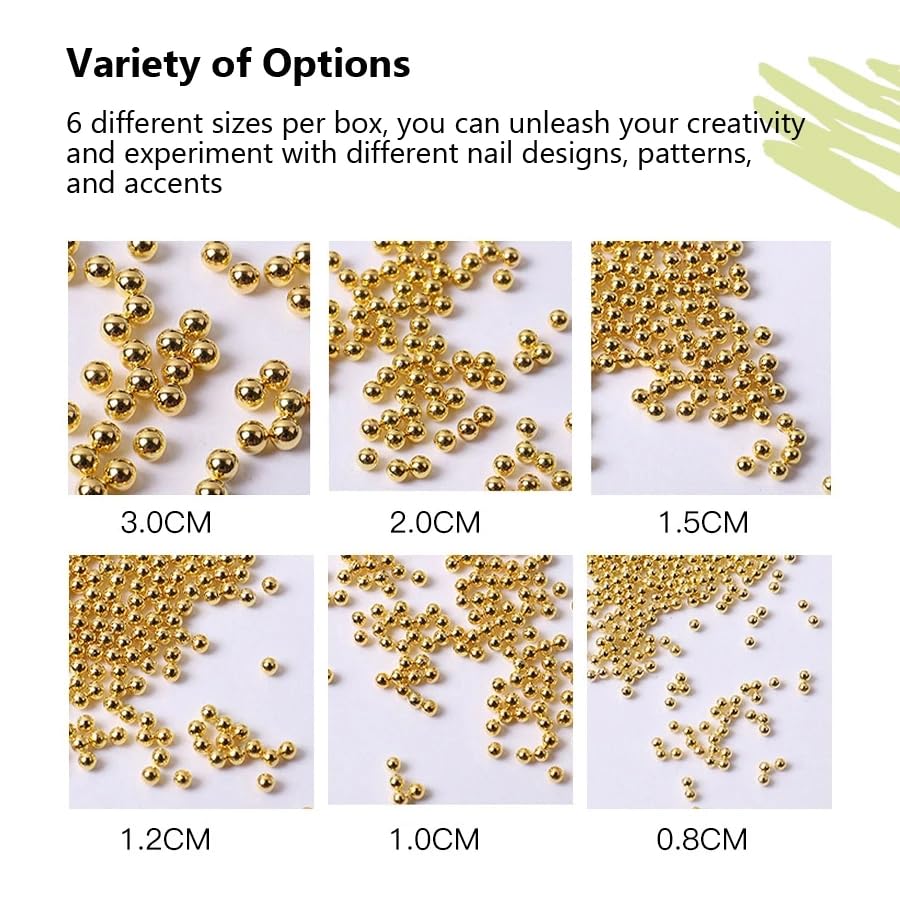 2 Boxes 3D Nail Beads Kit with Magnetic Picker Tool - Gold & Silver Metal Caviar Beads, Nail Charms, Gems, Studs for Professional Nail Art Design - Perfect for Salon, DIY Manicures & Nail Decoration