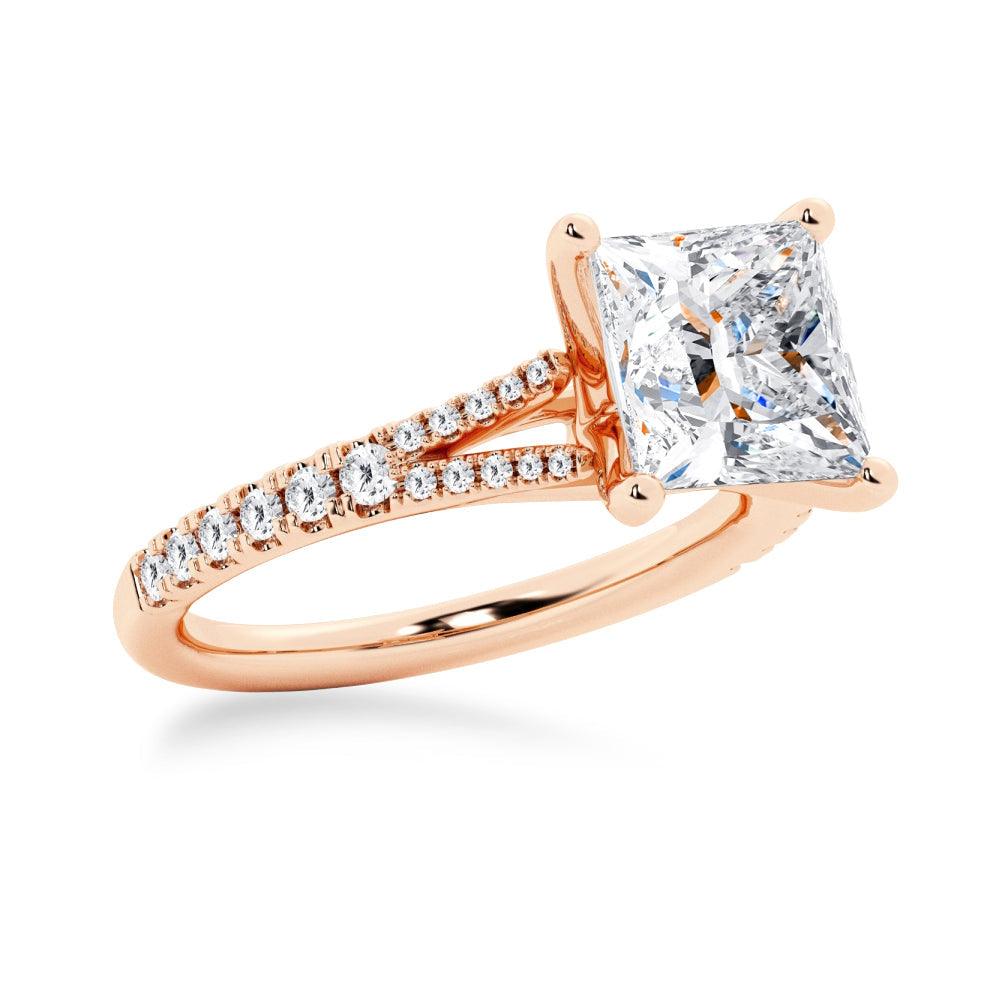 Princess Cut Split Shank Moissanite Engagement & Wedding Ring Set for Couples - Men's Matching Band - Perfect for Proposals, Anniversaries & Romantic Occasions