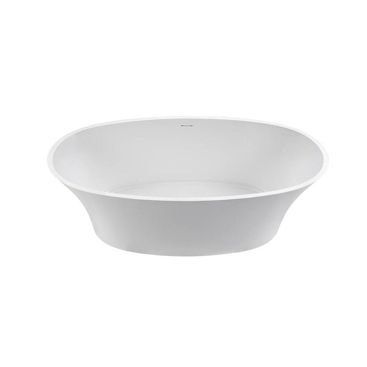 Adeline 64 x 31 Inch Freestanding Air Tub with Center Drain - Matte White Oval Bathtub for Luxurious Spa Experience at Home
