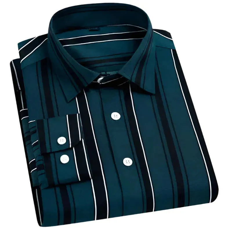Men's Casual Wide Striped Shirt - Breathable Cotton Button Down for Summer | Office, Travel & Outdoor Activities