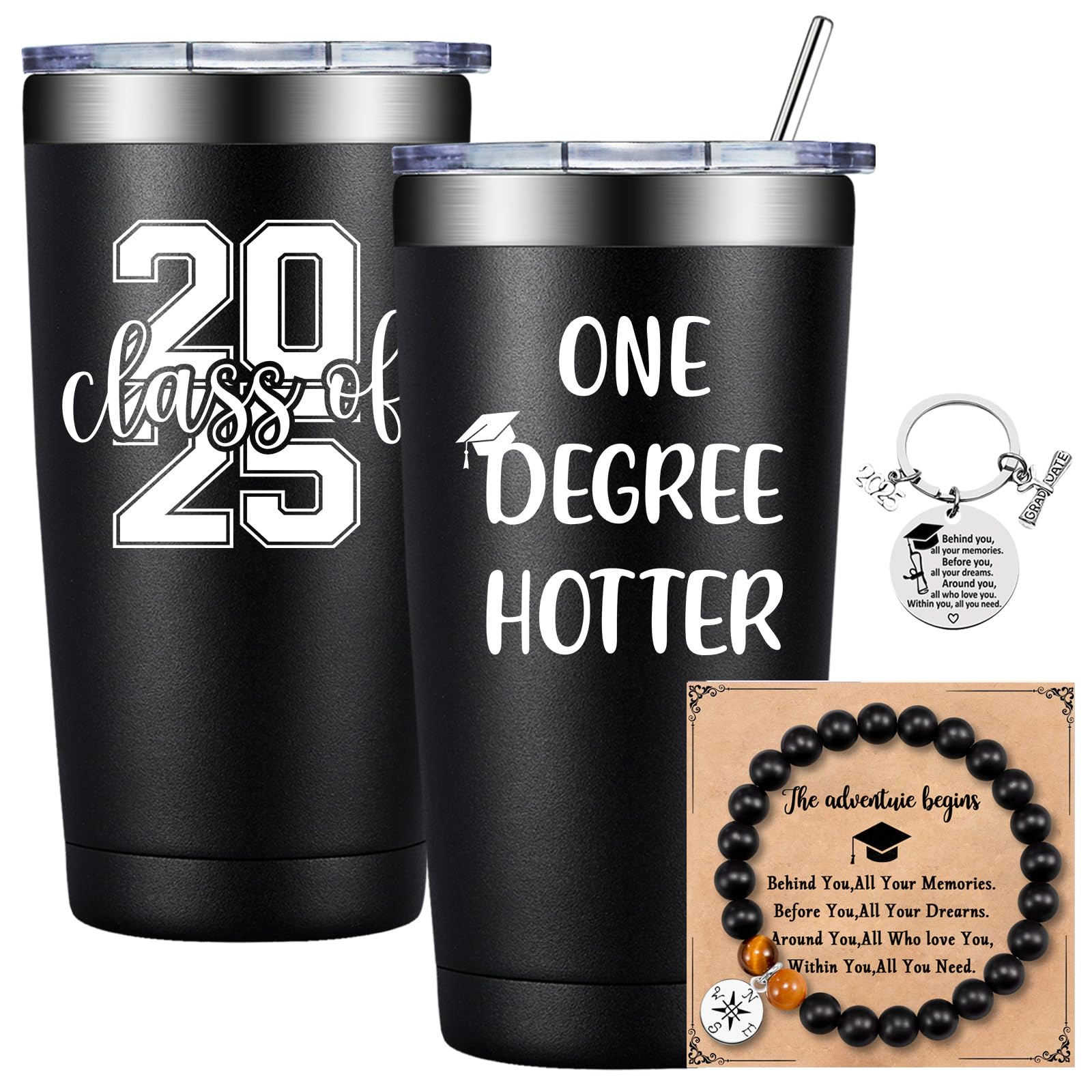 20oz One Degree Hotter Tumbler - Best Graduation Gift for Men (Class of 2025) - Ideal for College, High School, Masters & PhD Graduates - Keeps Drinks Hot/Cold - Perfect for Campus, Office & Daily Commute