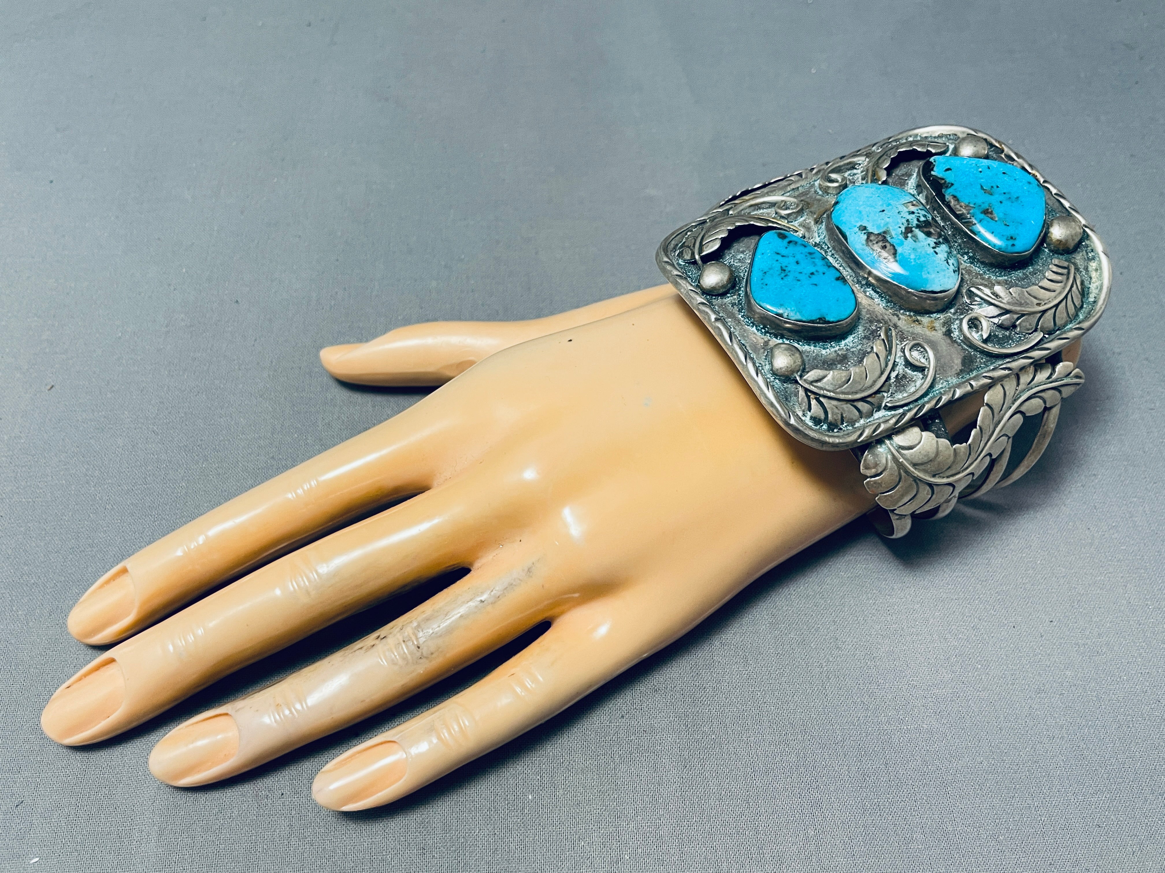 101 Gram Large Wrist Vintage Native American Navajo Turquoise Sterling Silver Bracelet for Men - Perfect for Western Fashion, Boho Style & Gift Giving