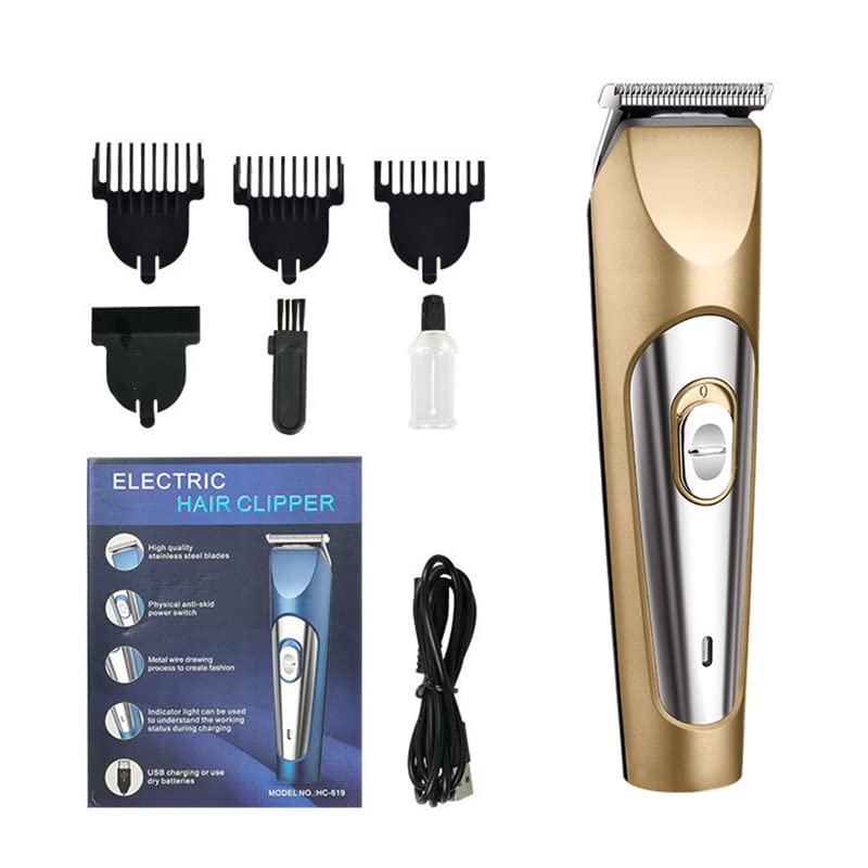 Professional Hair Clippers for Men - USB Rechargeable Electric Hair Trimmer & Shaver with Gold Finish | Barber Salon Tool for Home Haircuts, Beard Trimming & Grooming | Perfect for DIY Styling & Professional Use