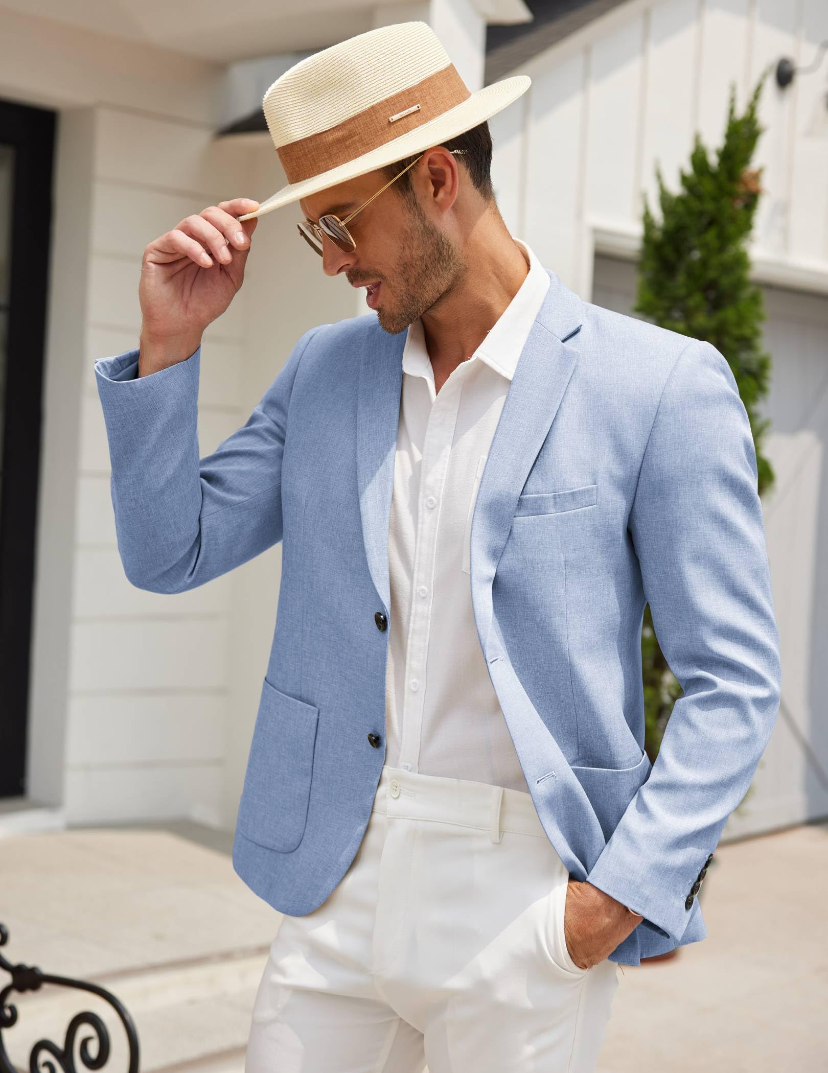 COOFANDY Men's Lightweight Casual Blazer - Slim Fit Two Button Sport Coat Business Suit Jacket for Office, Wedding & Formal Events
