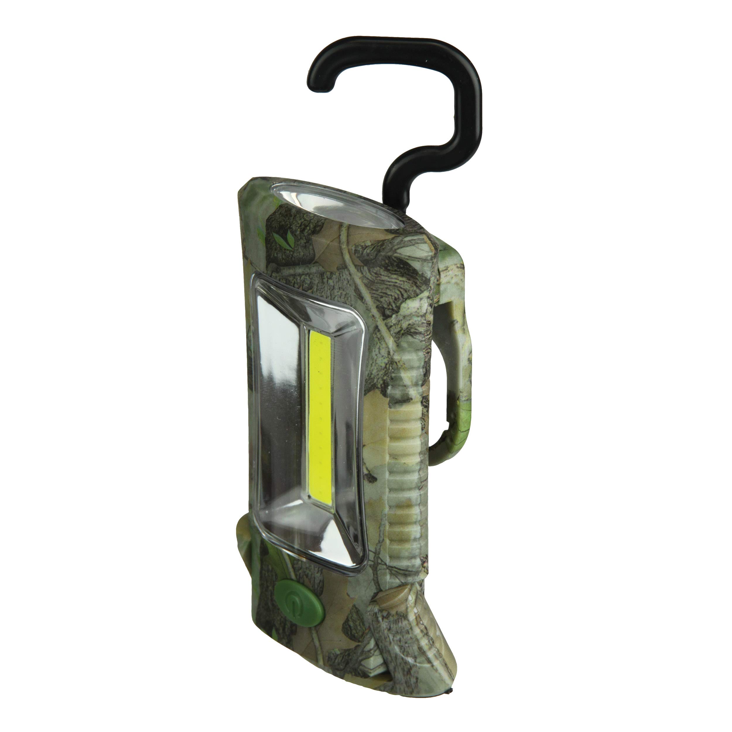Rivers Edge Products COB Multi Function LED Hanging Work Light - Portable Cordless Handheld Flashlight, Battery Operated Utility Light with AAA Batteries (Camo) - Perfect for Camping, Garage, Emergency & Outdoor Activities