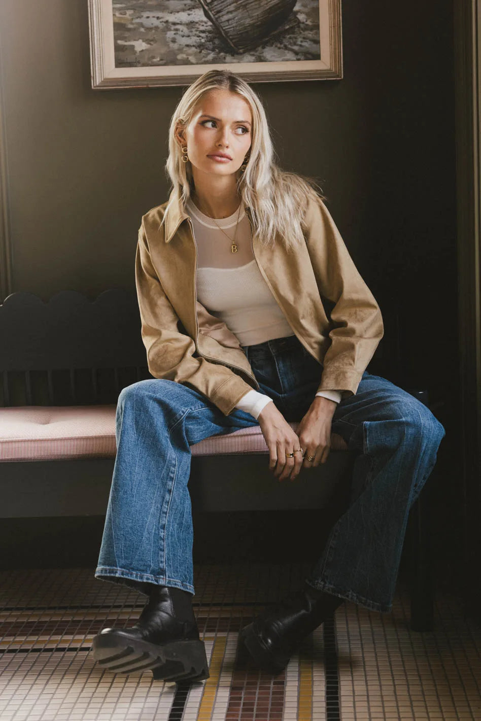 Myli Faux Suede Jacket for Women - Soft Vegan Leather Coat with Zipper Closure | Trendy Fall & Winter Outerwear for Casual Outings & Date Nights