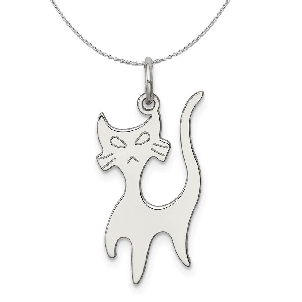 Whimsical Cat Charm Necklace - Sterling Silver Black Bow Pendant Jewelry for Women - Perfect Gift for Cat Lovers & Everyday Wear