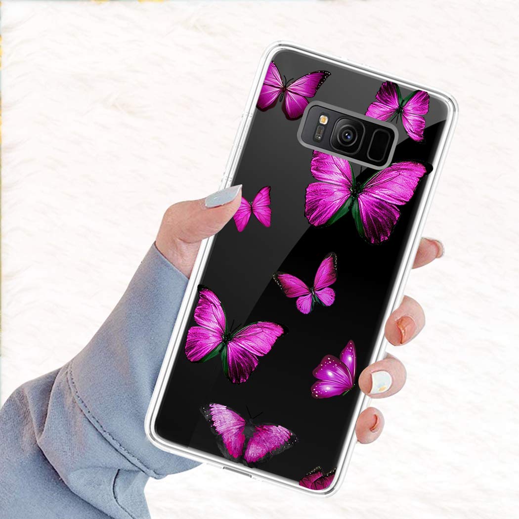 Cute Clear Slim Shockproof TPU Rubber Phone Case for Samsung Galaxy S8 - Butterfly Pattern Protective Cover for Women & Girls | Perfect for Everyday Use, Work & Travel