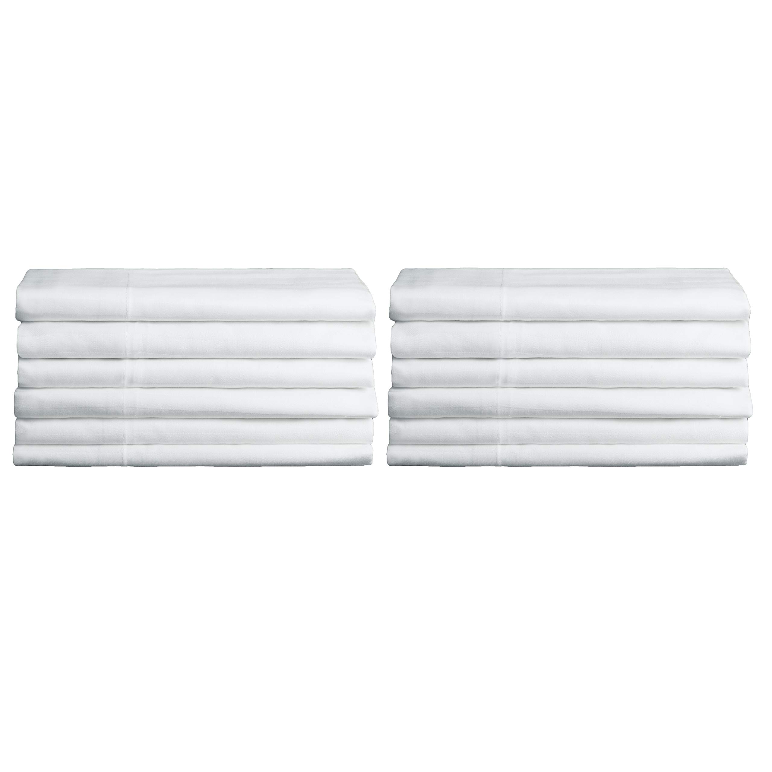 Premium Baltic Linen 250 Thread Count Hotel Pillowcases - 12 Pack White Luxury Bedding Set for Home, Hotel & Airbnb Use