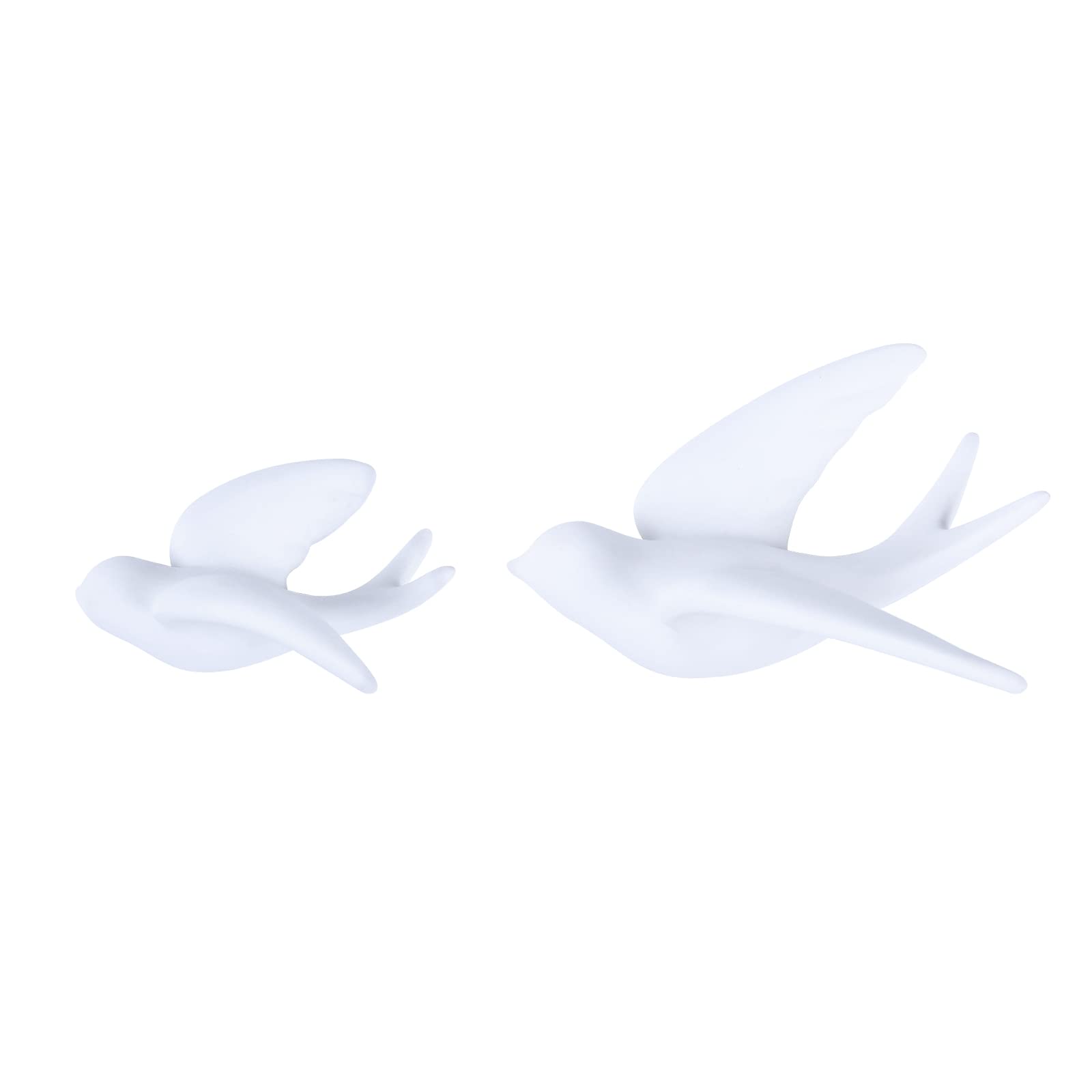 FiresGift Set of 2 White Ceramic Hanging Birds - Doves & Sparrows Wall Decor for Home, Kitchen, Living Room - Perfect for Farmhouse, Boho & Modern Interior Design