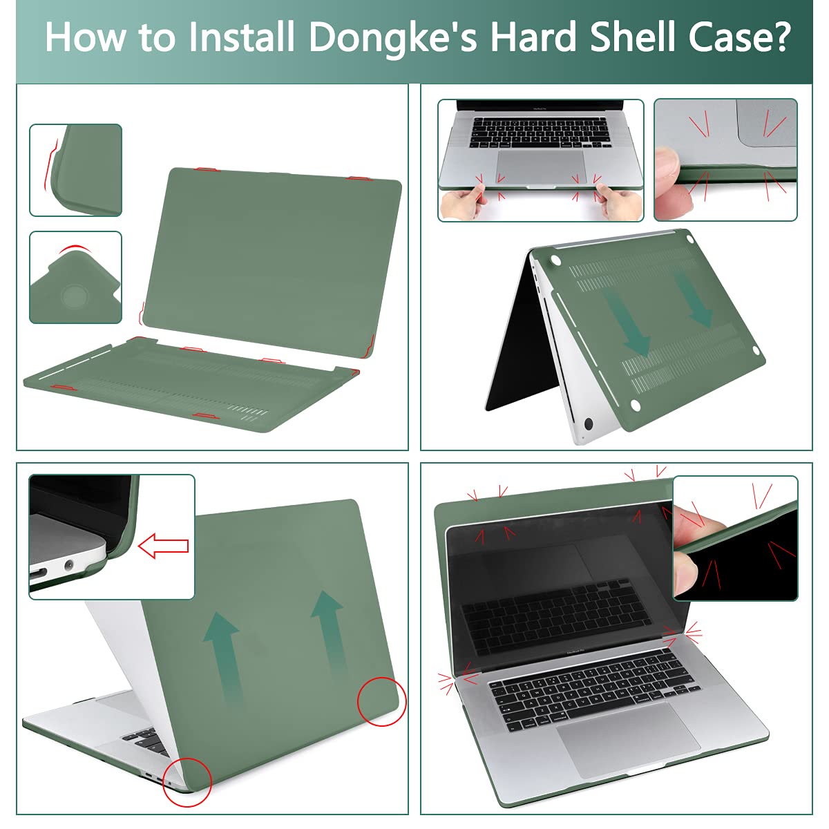 DONGKE Matte Plastic Hard Shell Case & Keyboard Cover Compatible with MacBook Pro 16 inch (2020/2019 A2141) - Fits Retina Display & Touch Bar with Touch ID, Midnight Green - Perfect for Work, Travel & Home Office Protection