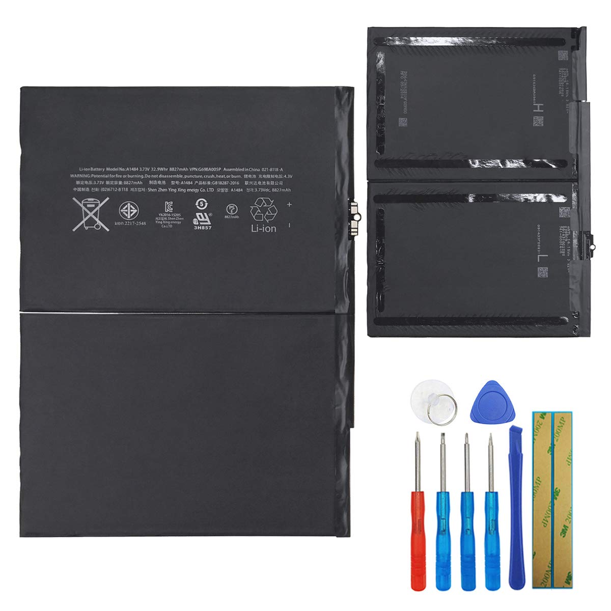High-Capacity Li-Polymer Replacement Battery A1484 6712-6700 - Compatible with Apple iPad Air A1475/A1474, iPad 5th/6th/7th/8th/9th Gen 9.7