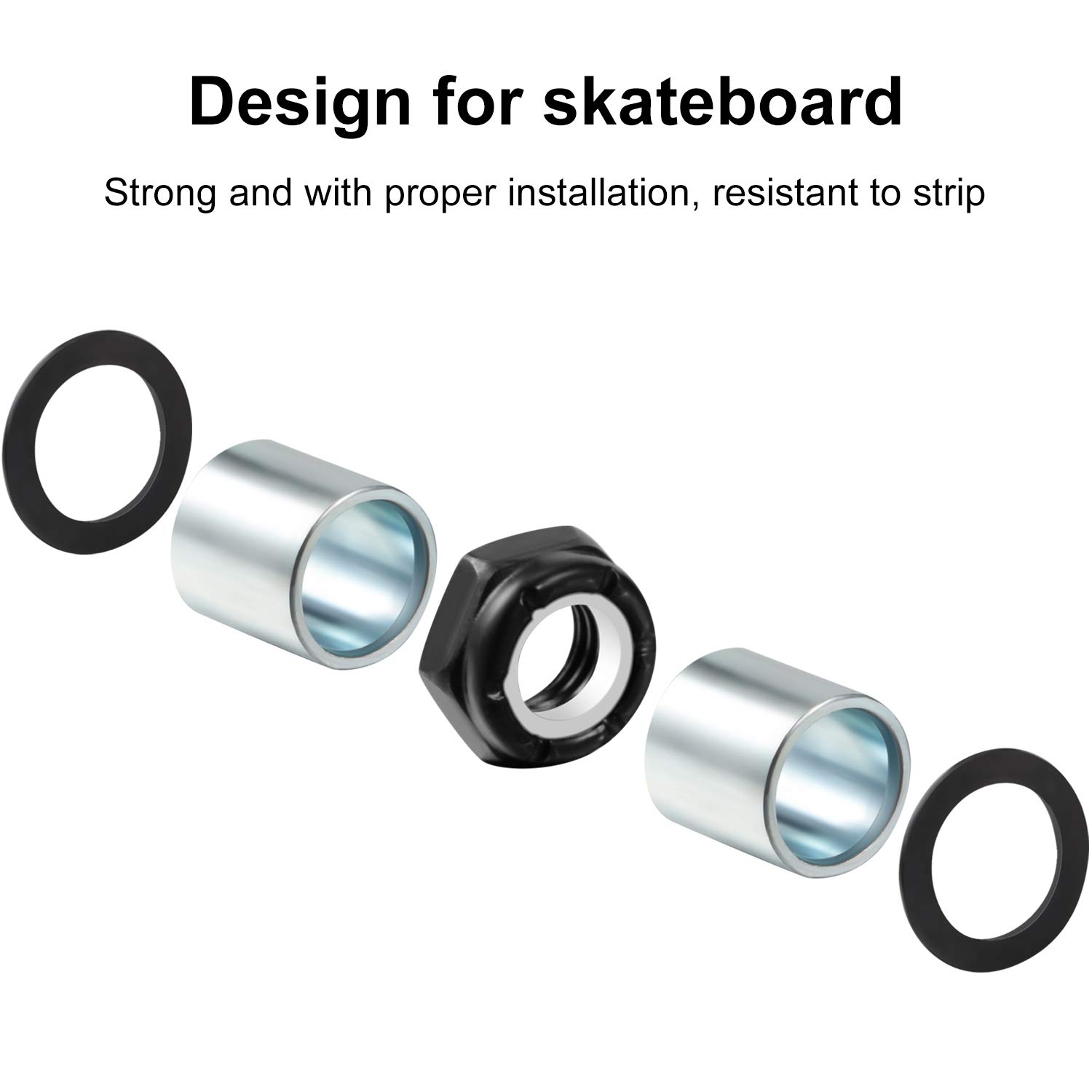 56 Pcs Skateboard Truck Hardware Kit with 8 Spacers, 8 Axle Nuts & 40 Speed Rings - Complete Skateboard & Longboard Accessories for Smooth Riding & Maintenance