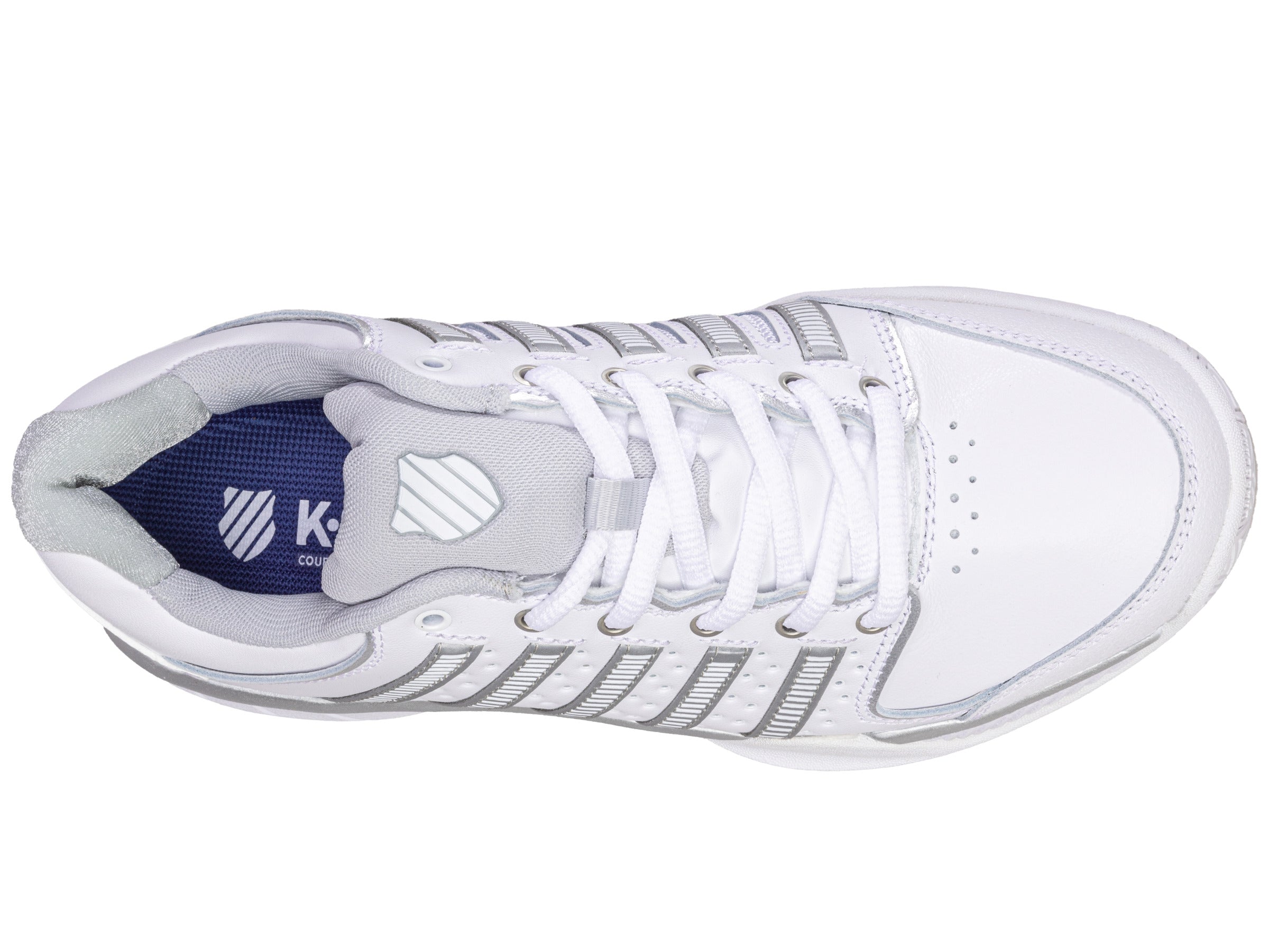 Women's Hypercourt Express Leather Tennis Shoes - White/Silver/Glacier Gray | Lightweight & Comfortable Court Sneakers for Women | Perfect for Tennis, Gym Workouts & Casual Wear