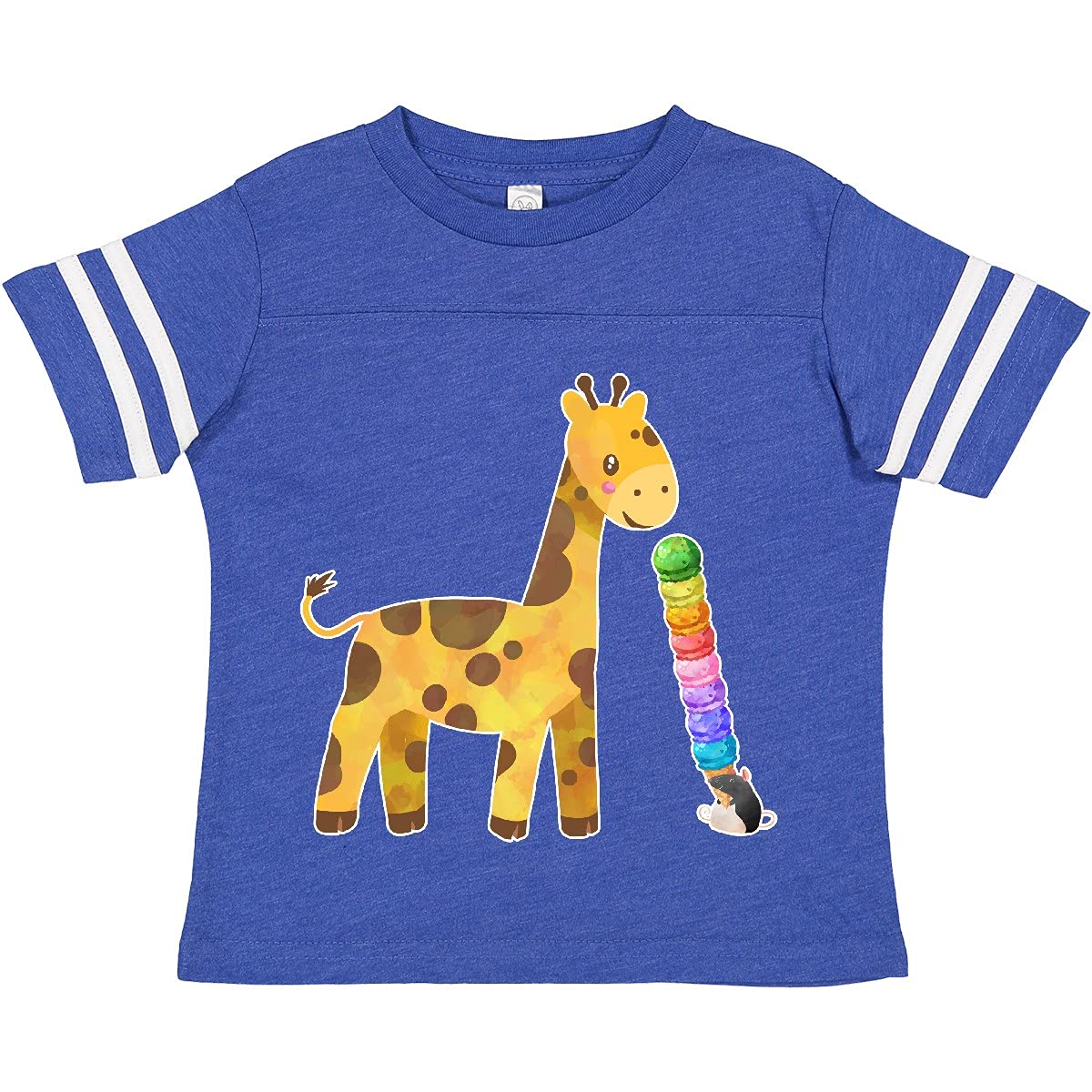 Inktastic Giraffe and Rat Friends with Ice Cream Cute Toddler T-Shirt - Soft Cotton Baby Tee for Playdates & Birthday Parties