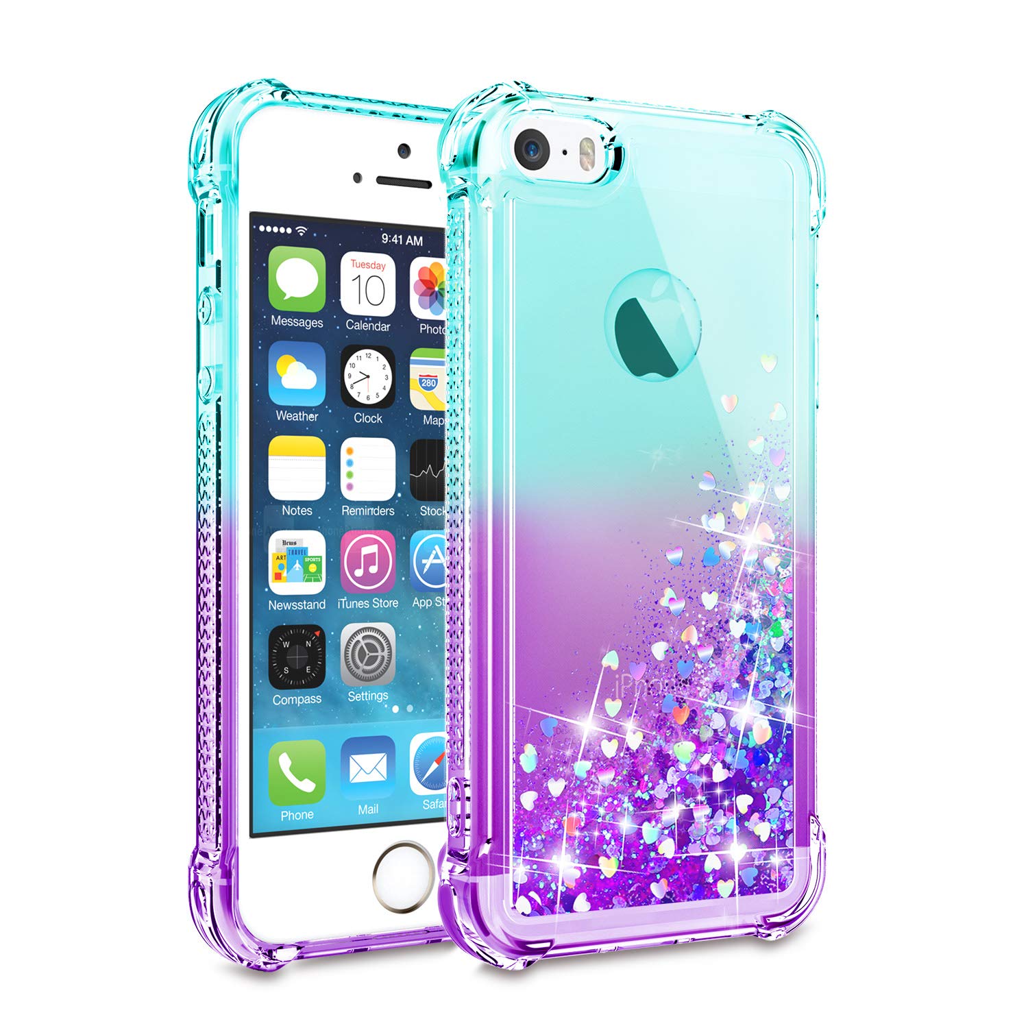 Gritup Premium iPhone 5/5s/SE Case with HD Screen Protector - Slim Protective Cover for Women & Girls in Teal Purple - Perfect for Daily Use, Work & Travel