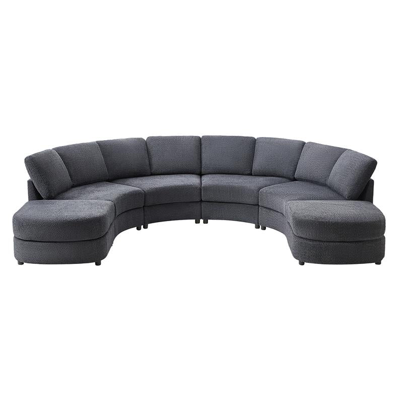 Aeris Modern Curved Sectional Sofa Set - L-Shaped Couch with Ottoman for Living Room, Lounge & Entertainment Spaces | Contemporary Fabric Upholstery, Comfortable Seating for Family & Guests