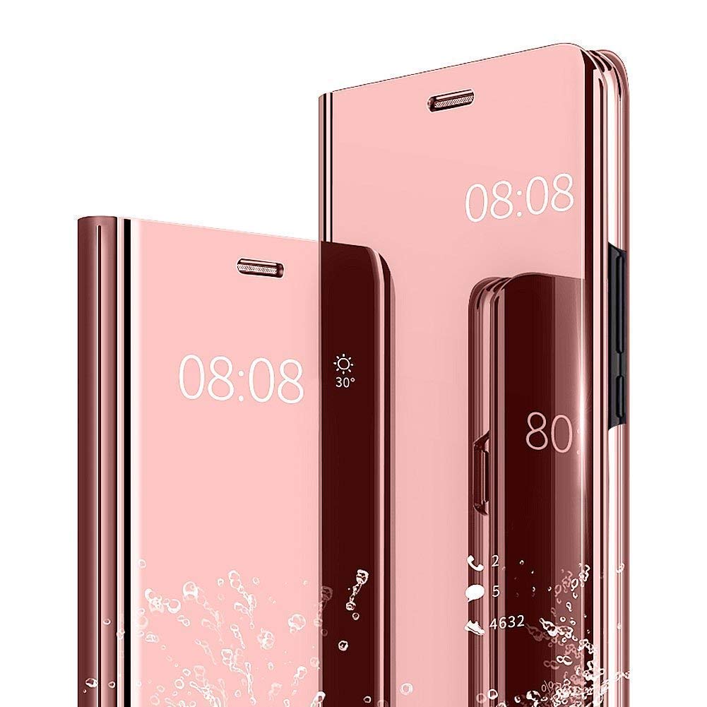 Premium Luxury Mirror Design Smart Window Screen View Case Cover for Samsung Galaxy S21 Ultra 5G - Rose Gold | Shockproof Protective Phone Cover with Easy Access to Screen & Buttons | Perfect for Work, Travel & Everyday Use