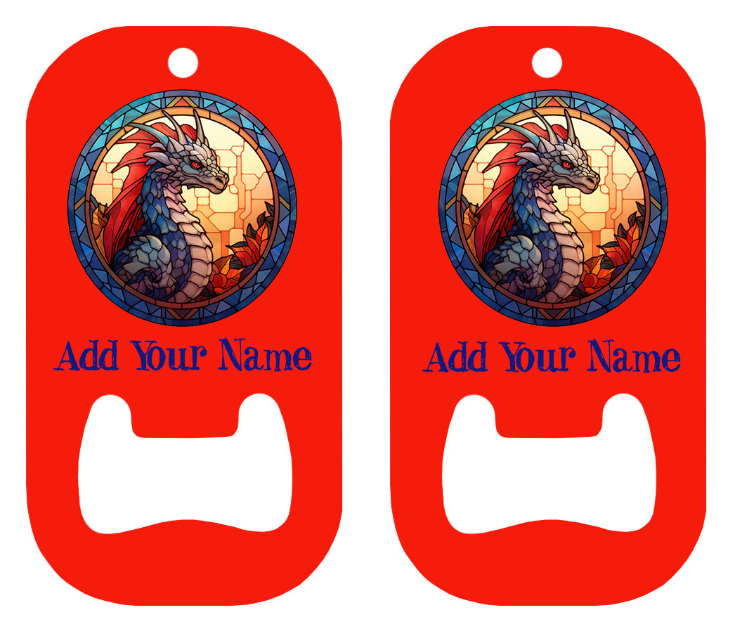 Custom Personalized Dog Tag Bottle Opener with Engraved Name - Unique Dragon Design - Perfect for Beer Lovers, Pet Owners & Gift Giving