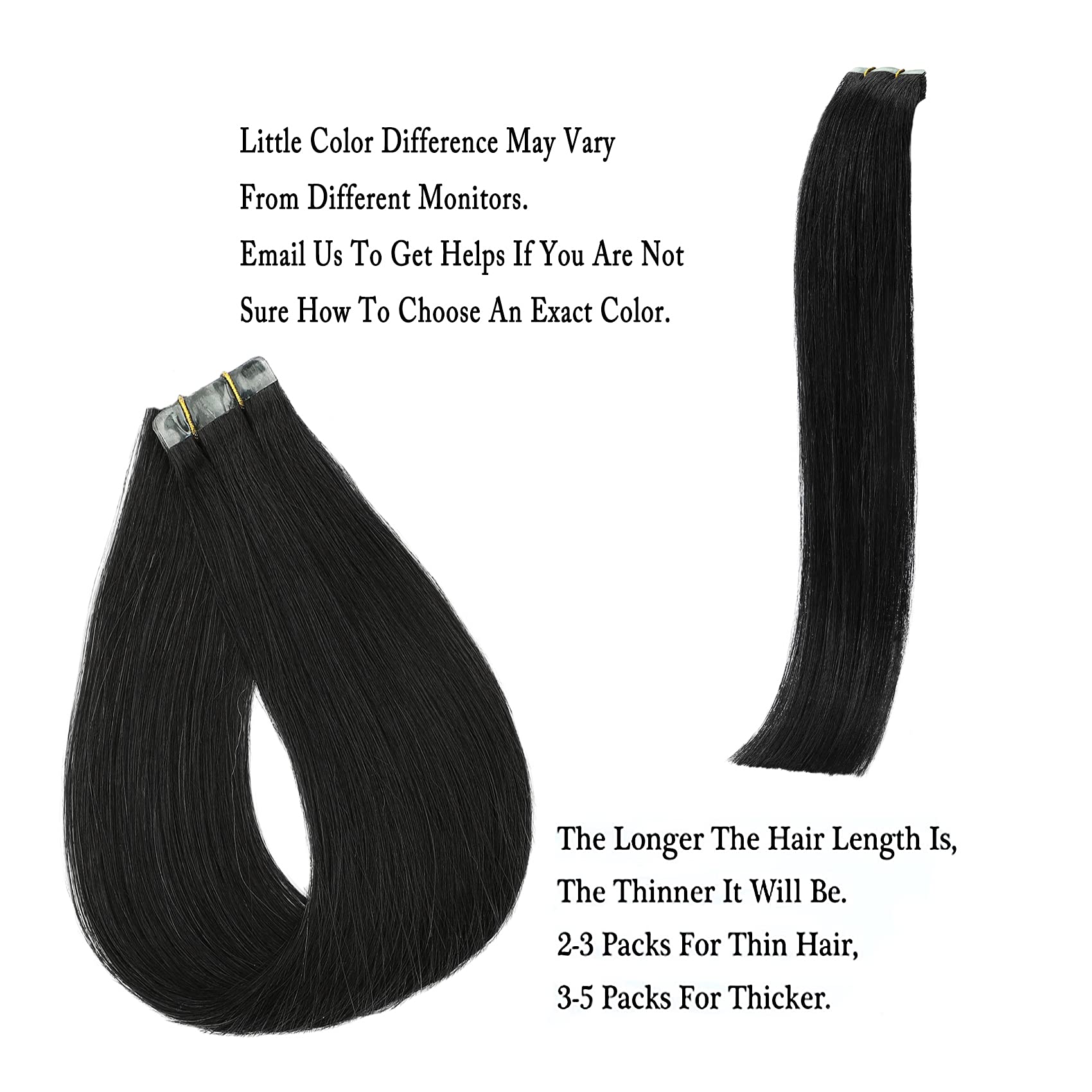 100% Remy Human Hair Tape in Extensions - 16 Inch Jet Black, 30g 20pcs, Natural Seamless Long Silk Straight Hair Extensions for Women | Perfect for Daily Wear, Parties, Weddings & Special Occasions