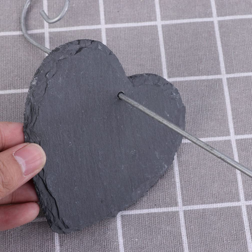 GANAZONO Reusable Slate Garden Labels - Heart Shaped Chalkboard Plant Markers for Outdoor Plants, Herbs & Vegetables (3 Pack, 10cm) - Perfect for Nursery, Vegetable Patch & Flower Garden Organization