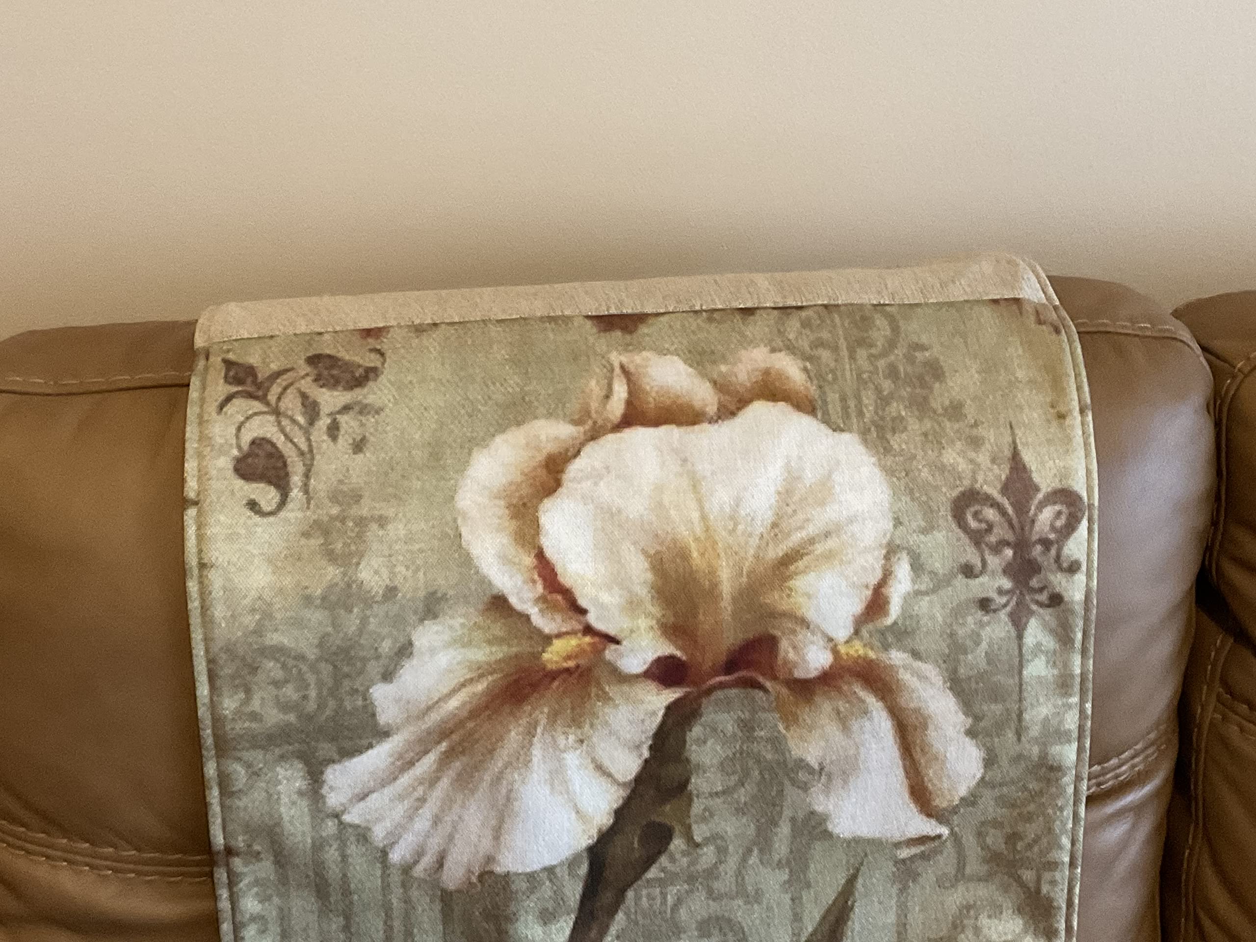 Natural Iris Headrest Cover - Reversible Furniture Slipcover Protector for Sofas, Loveseats, Recliners & Office Chairs - Home Decor Accent Accessory (Perfect for Living Room, Theater & Office Use)
