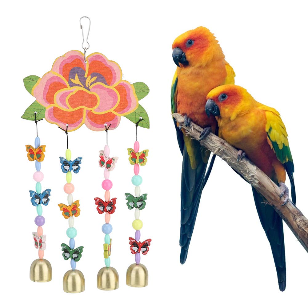 Dioche Peony Bird Hanging Toy - Colorful Plastic Chewing & Foraging Toy for Parrots, Cockatiels & Small Birds - Perfect for Cage Enrichment & Playtime
