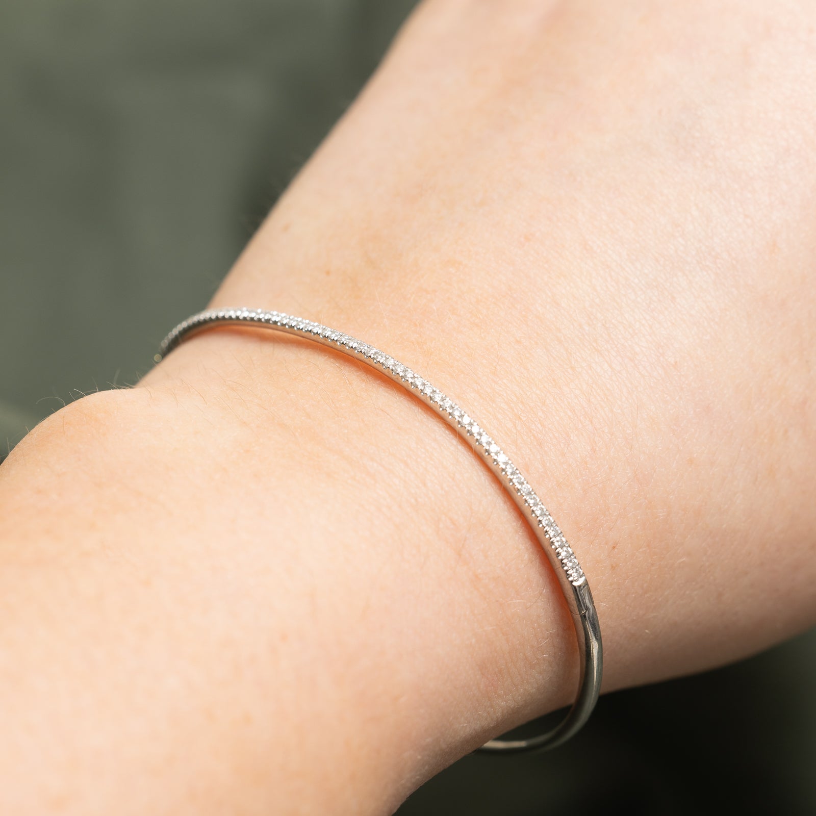 Single Row Diamond Bangle Bracelet 0.58ctw 7.5 Inches - Elegant Tennis Bracelet for Women, Perfect for Weddings, Anniversaries & Special Occasions