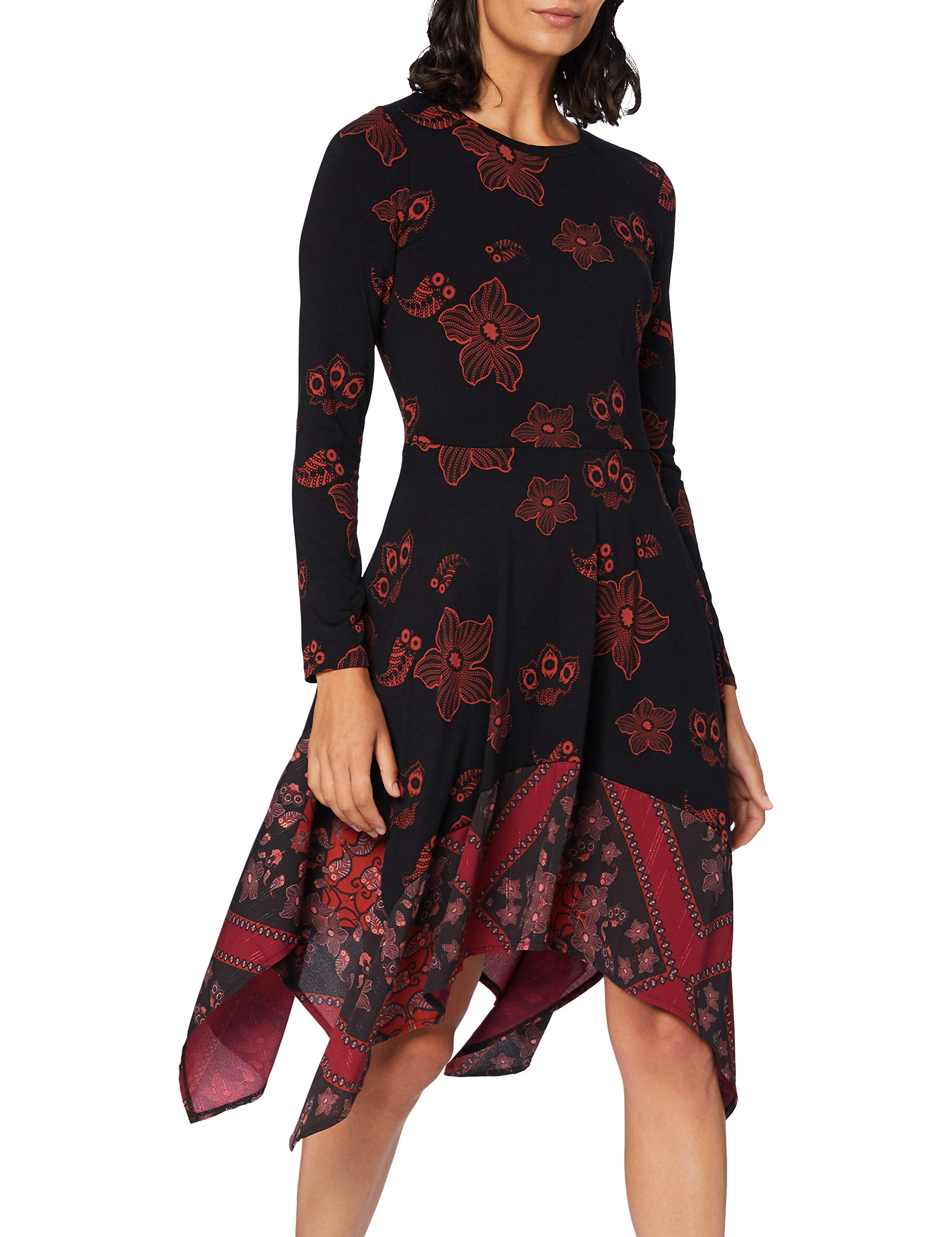 Desigual Women's Long Sleeve Dress - Elegant Floral Print Casual & Party Wear for Fall/Winter | Perfect for Office, Date Night & Special Occasions